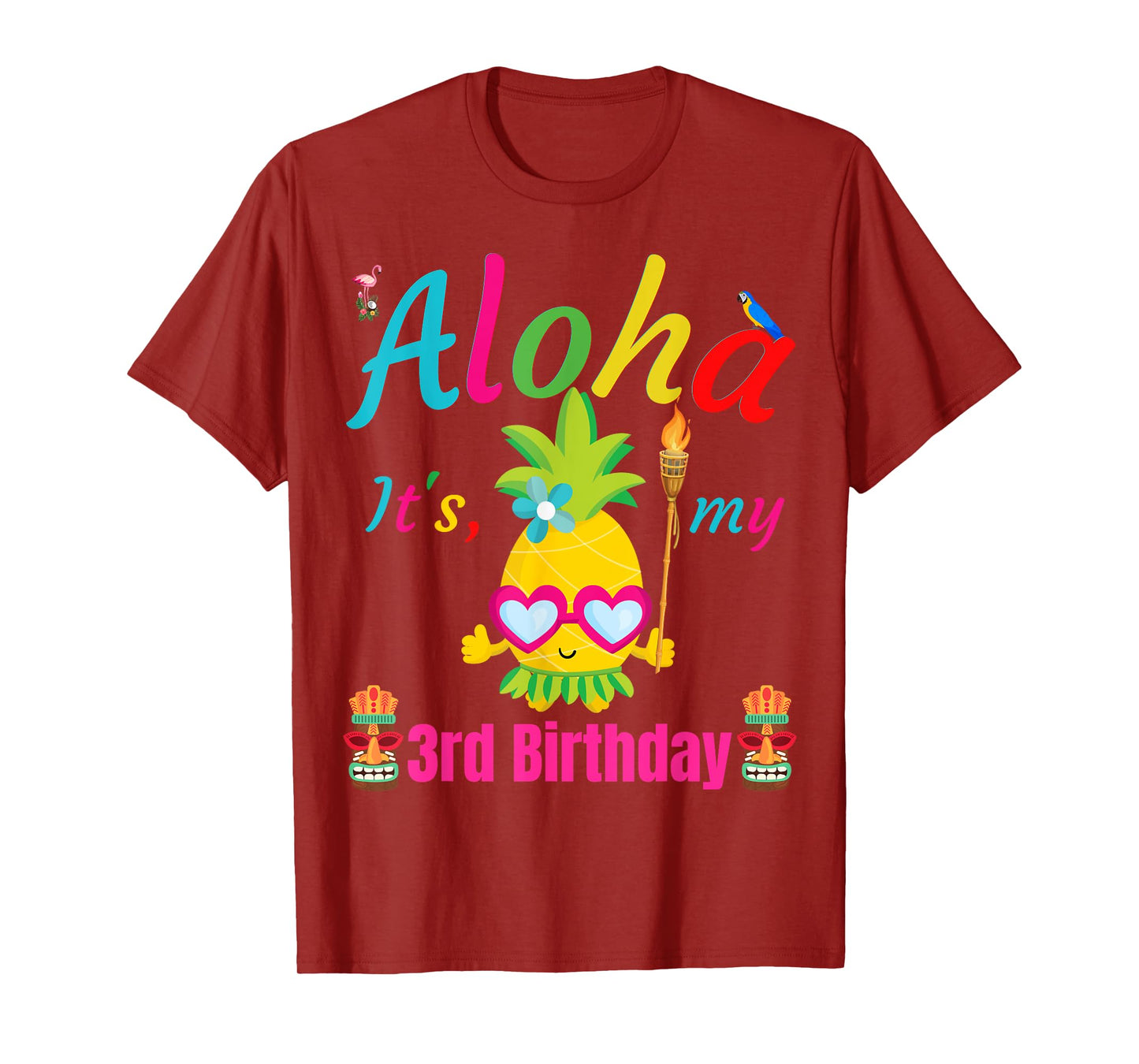 Aloha It's My 3rd Birthday Hawaii 3 Years Girls Luau Candles T-Shirt