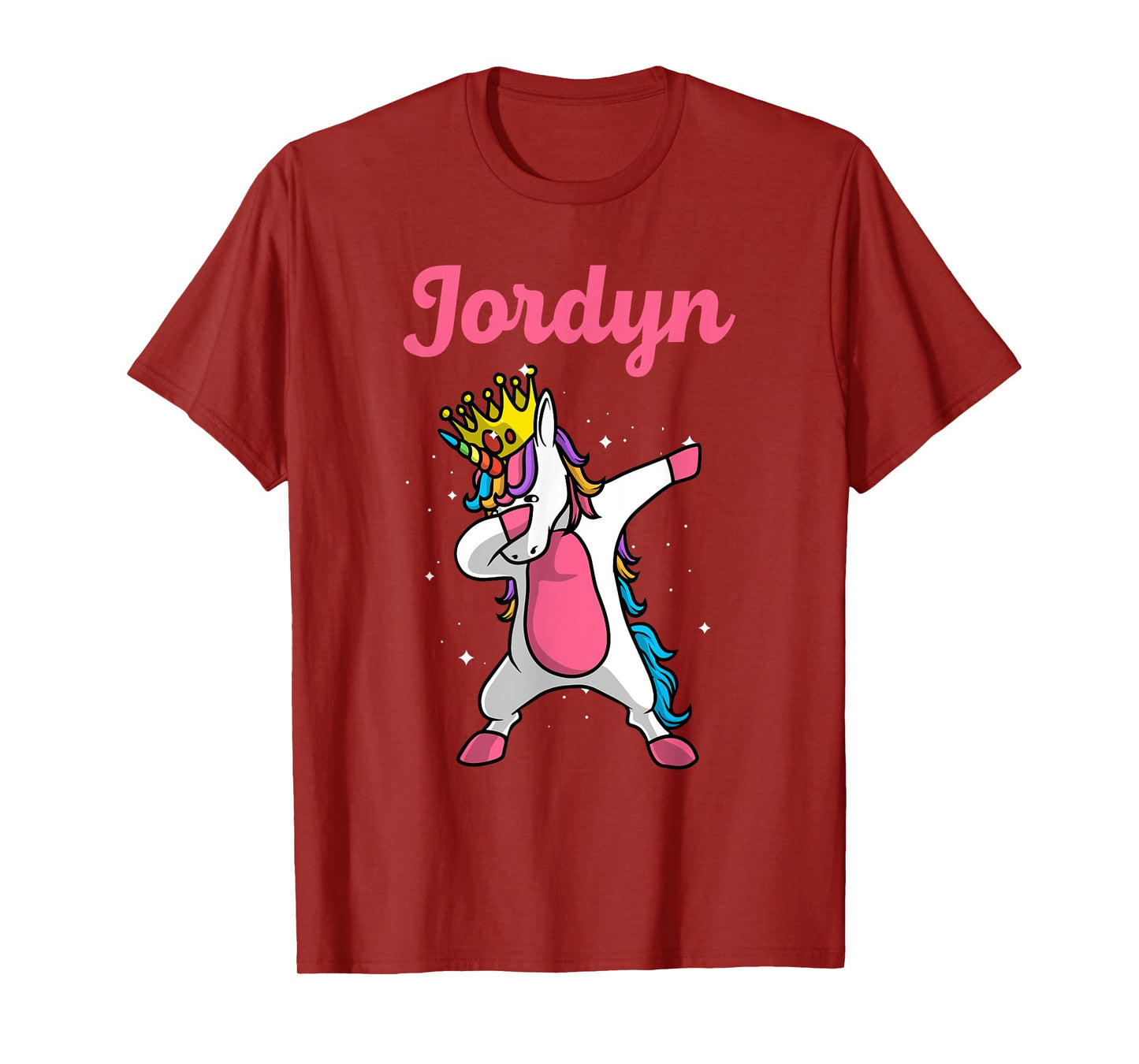 JORDYN Gift Name Personalized Birthday Dabbing Unicorn Queen T-Shirt