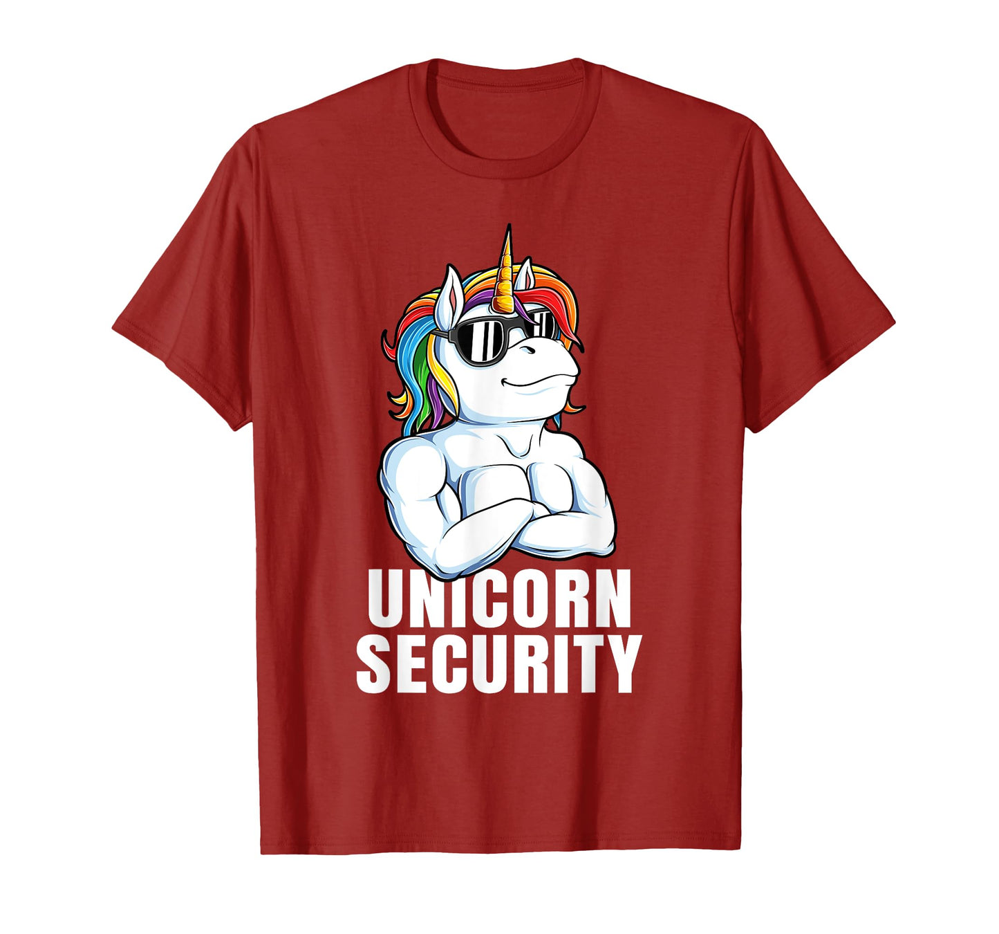 Unicorn Security Funny Rainbow Muscles Dad Unicorn T-Shirt