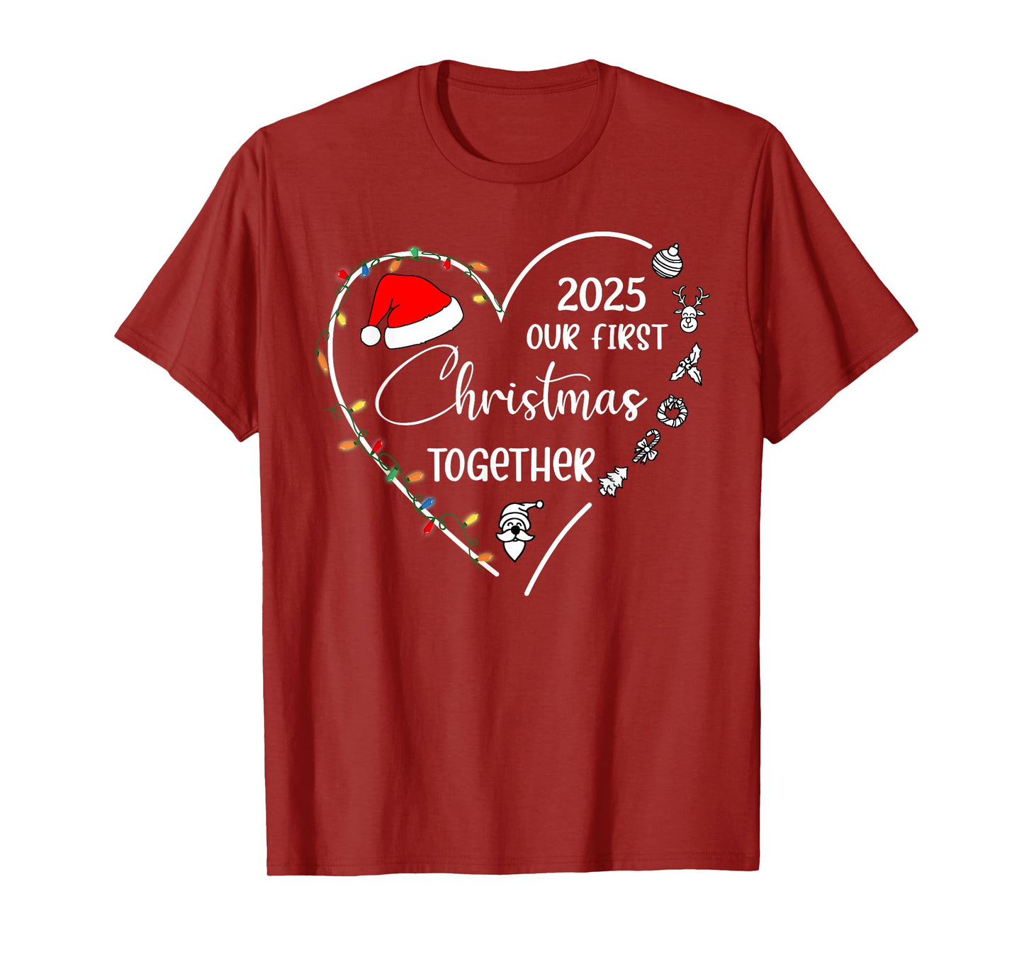 Our First Christmas Together 2025 Matching Christmas Couples T-Shirt