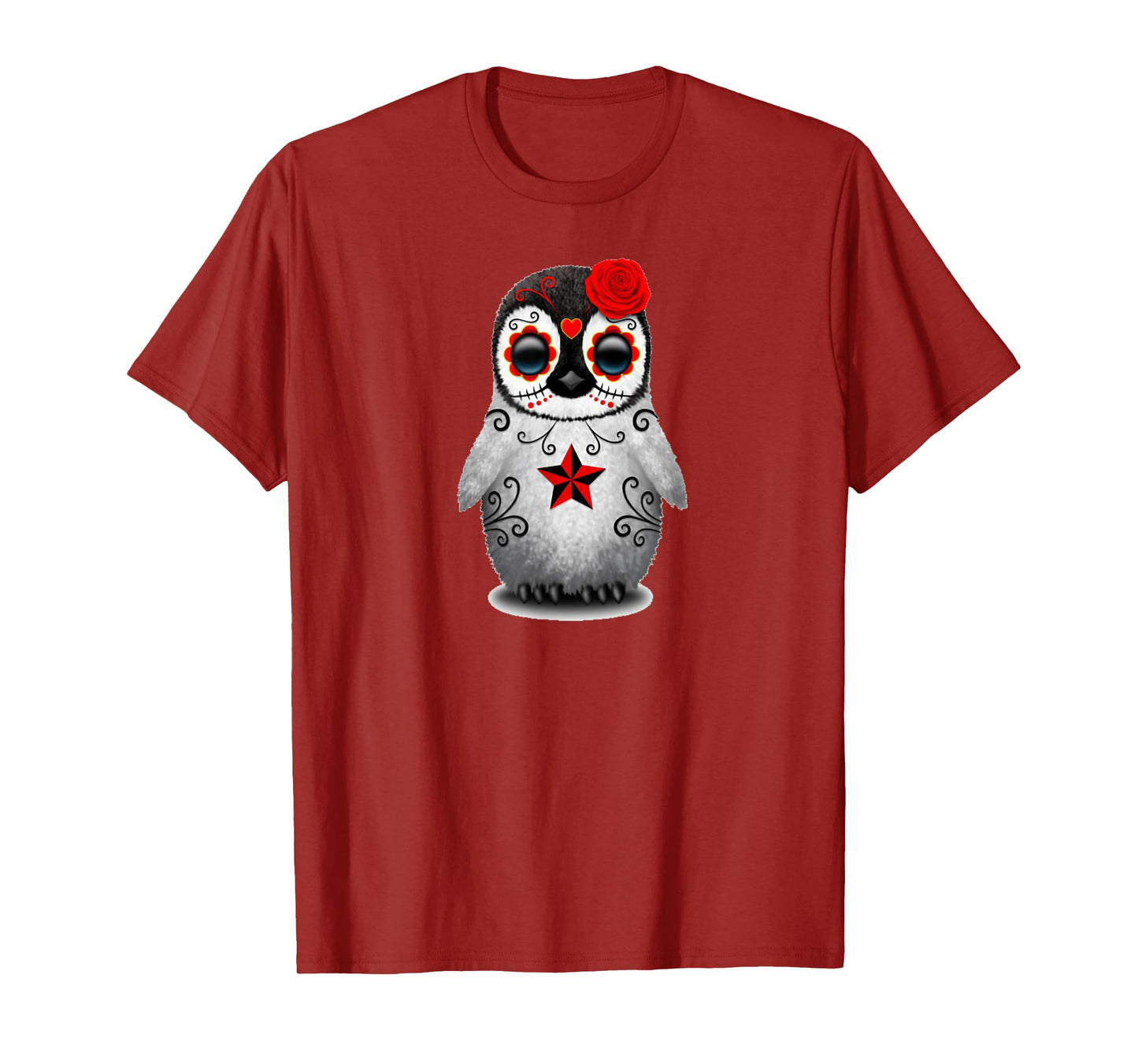 Sugar Skull Penguin Day Of The Dead Halloween T-Shirt