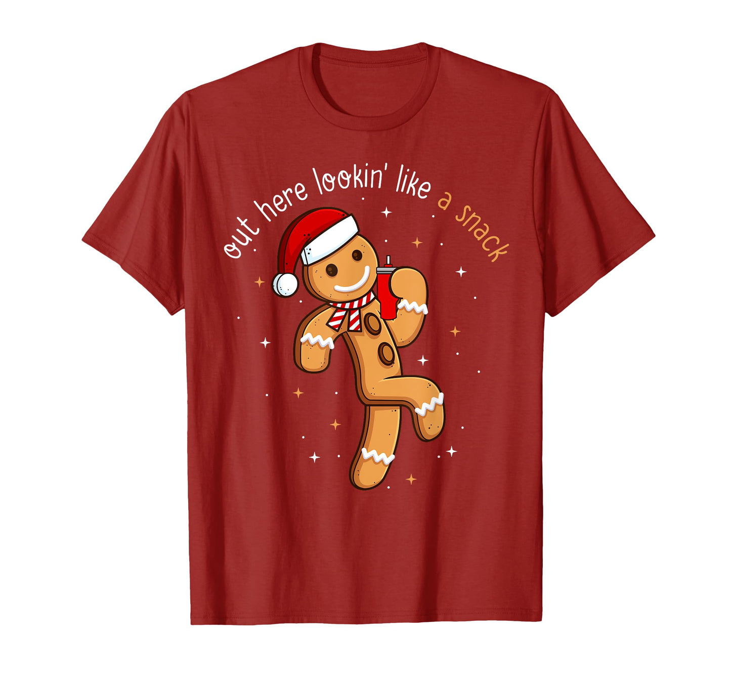 Out Here Looking Like a Snack Funny Xmas Gingerbread Man T-Shirt