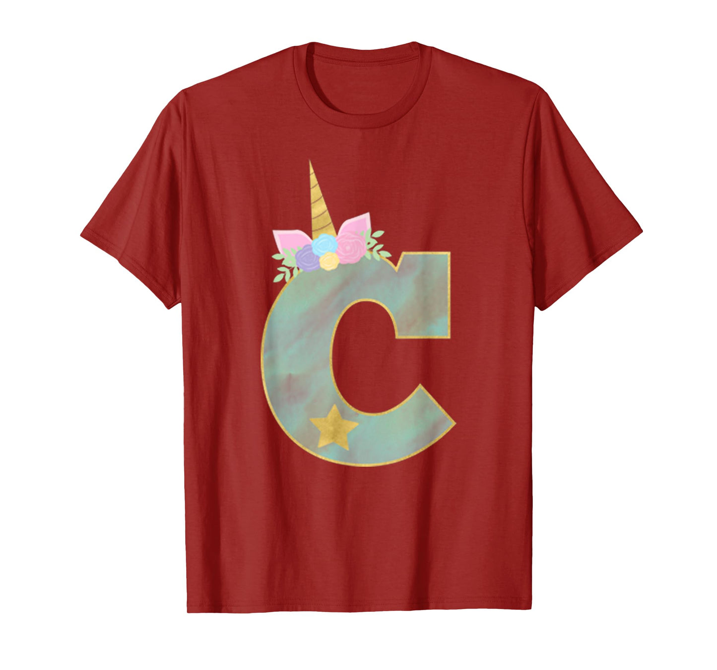 Initial Letter C Unicorn Monogram for Girls Unicorn Birthday T-Shirt
