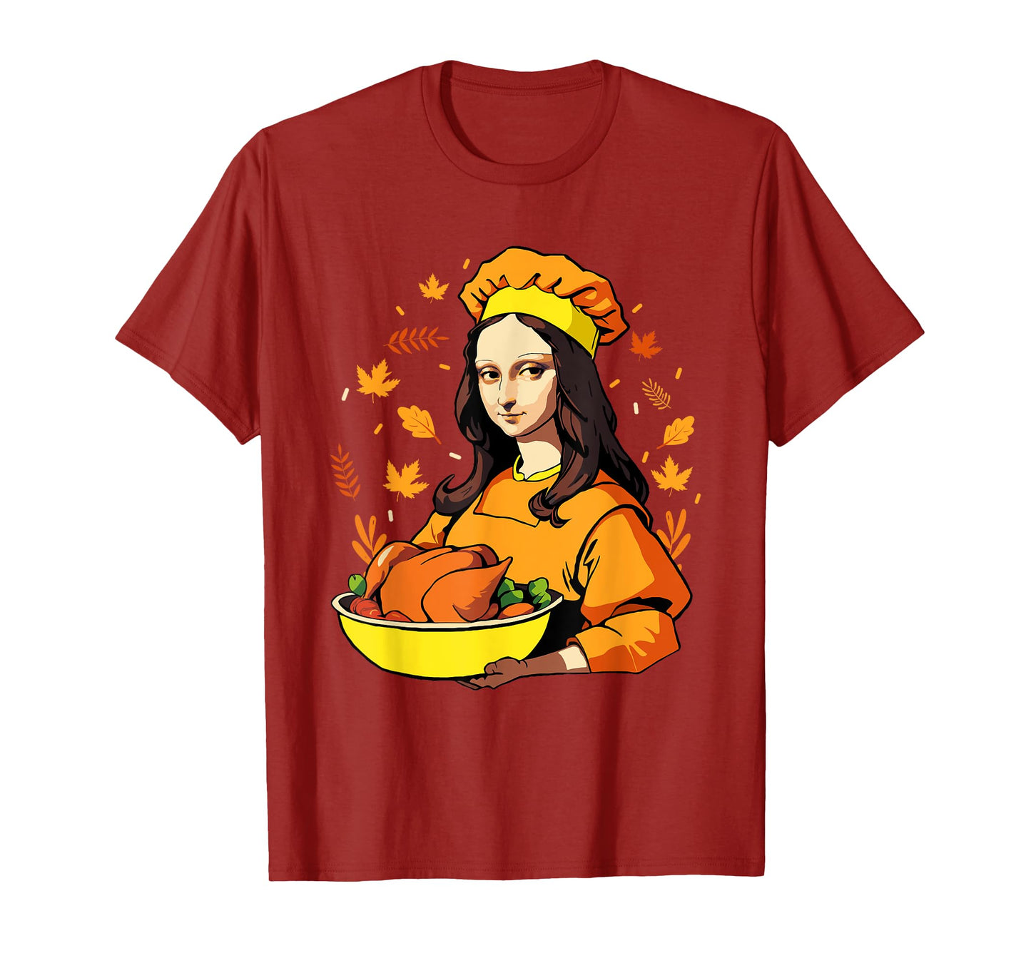 Mona Lisa with Turkey Thanksgiving for Art Teachers Men Women Kids T-Shirt