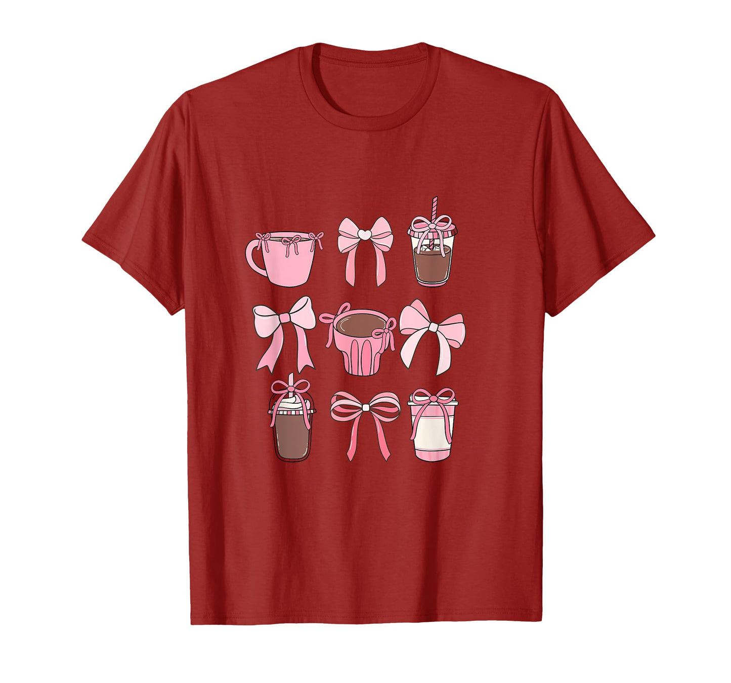 Cute Hot Iced Coffee and PInk Bows Girly Aesthetic T-Shirt