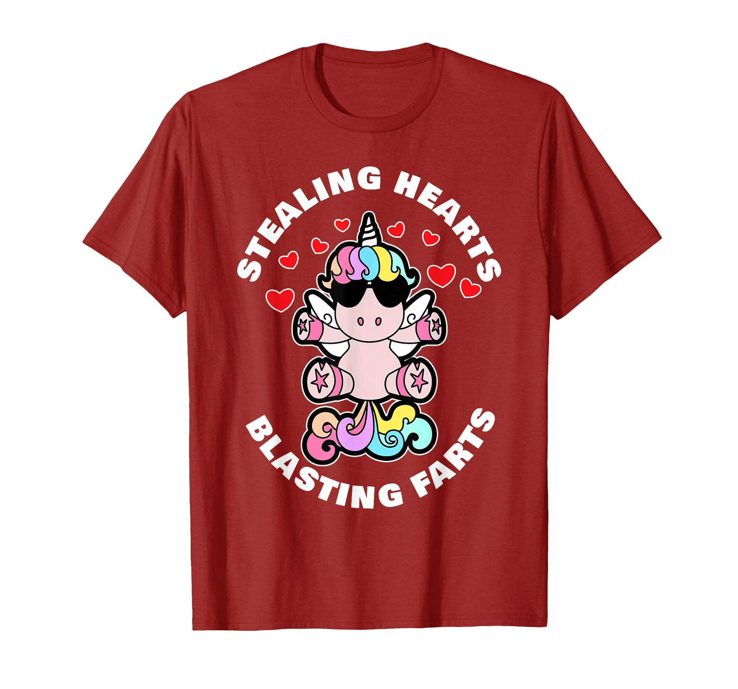 Stealing Hearts And Blasting Farts Valentines Day Unicorn T-Shirt