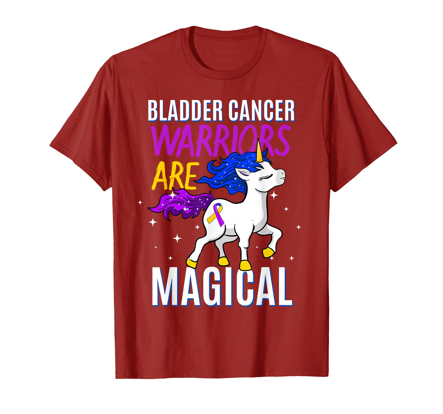 Bladder Cancer Magical Unicorn Purple Blue Yellow Ribbon T-Shirt