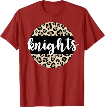 Leopard Print Knights Team Mascot School Spirit Game Night T-Shirt