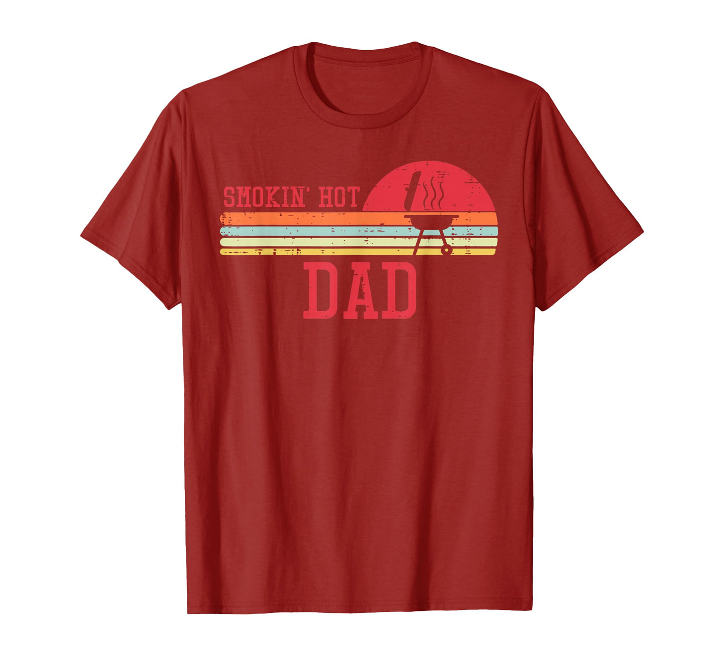 Smokin Hot Dad Chest Sunset Retro Grill Bbq Daddy Papa Men T-Shirt