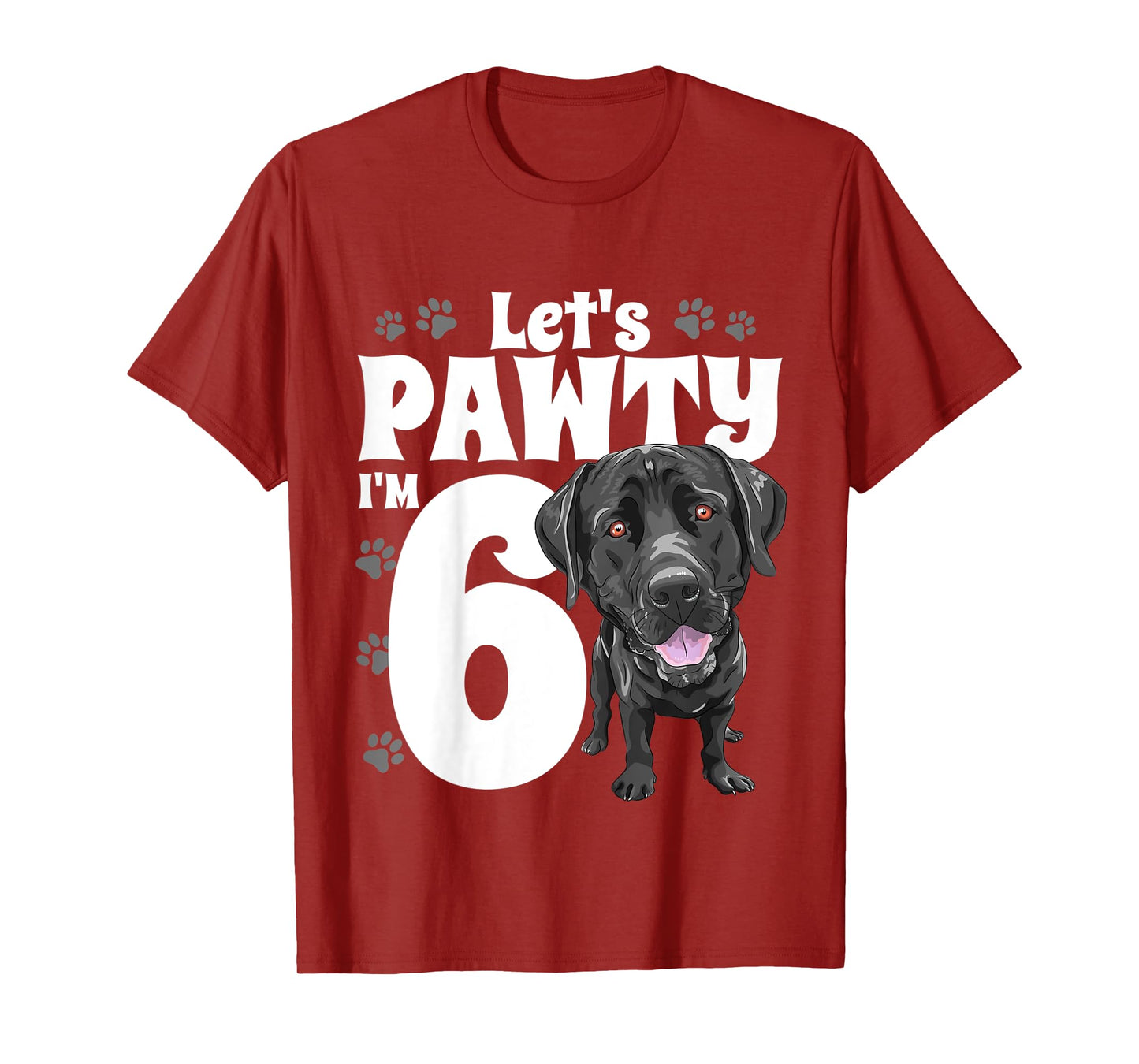 6 Year Old Black Lab Dog Birthday Pawty Labrador 6th Gift T-Shirt for Kids