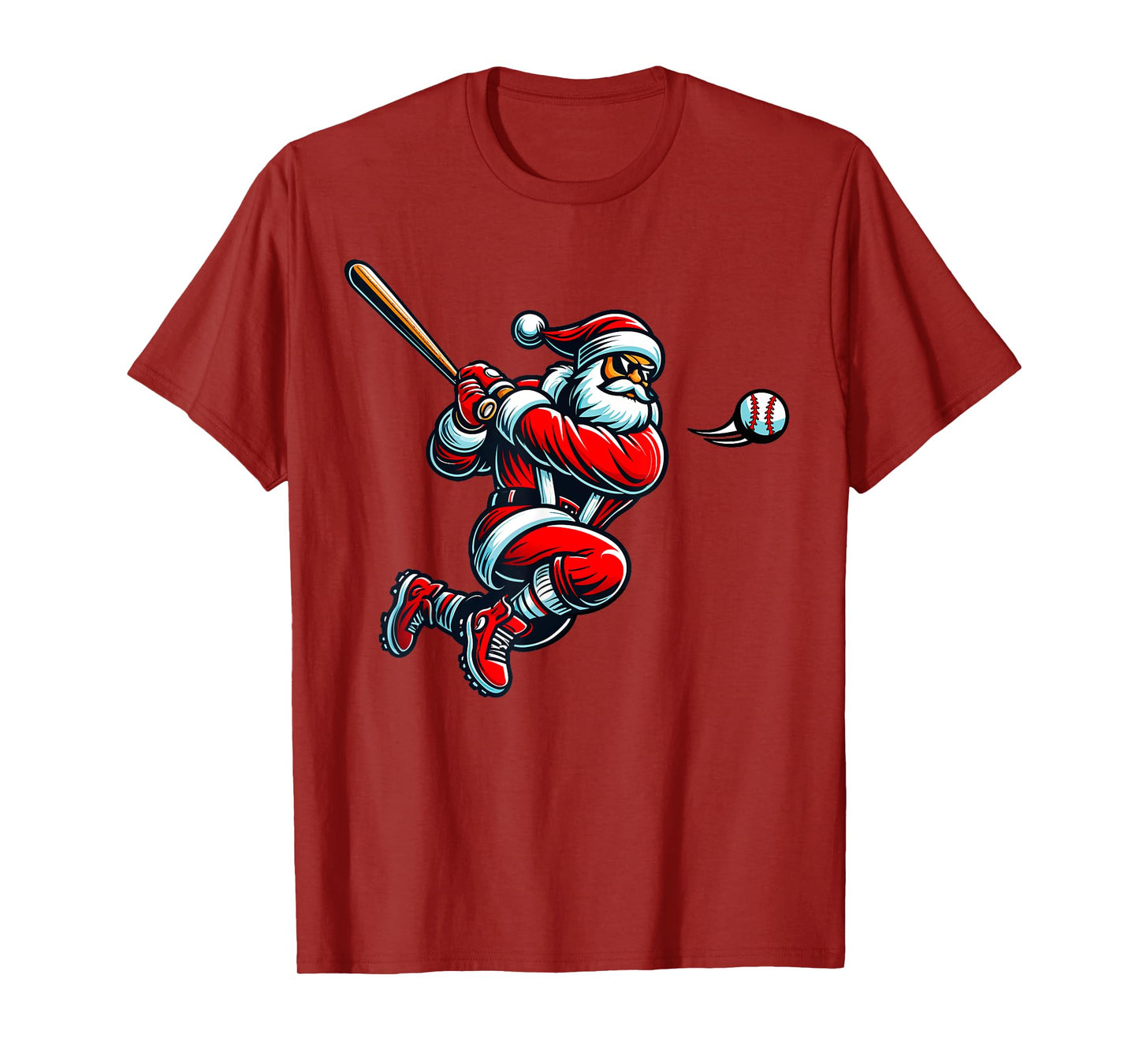 Santa Baseball Player Xmas Men Kids Boys Christmas Sports T-Shirt