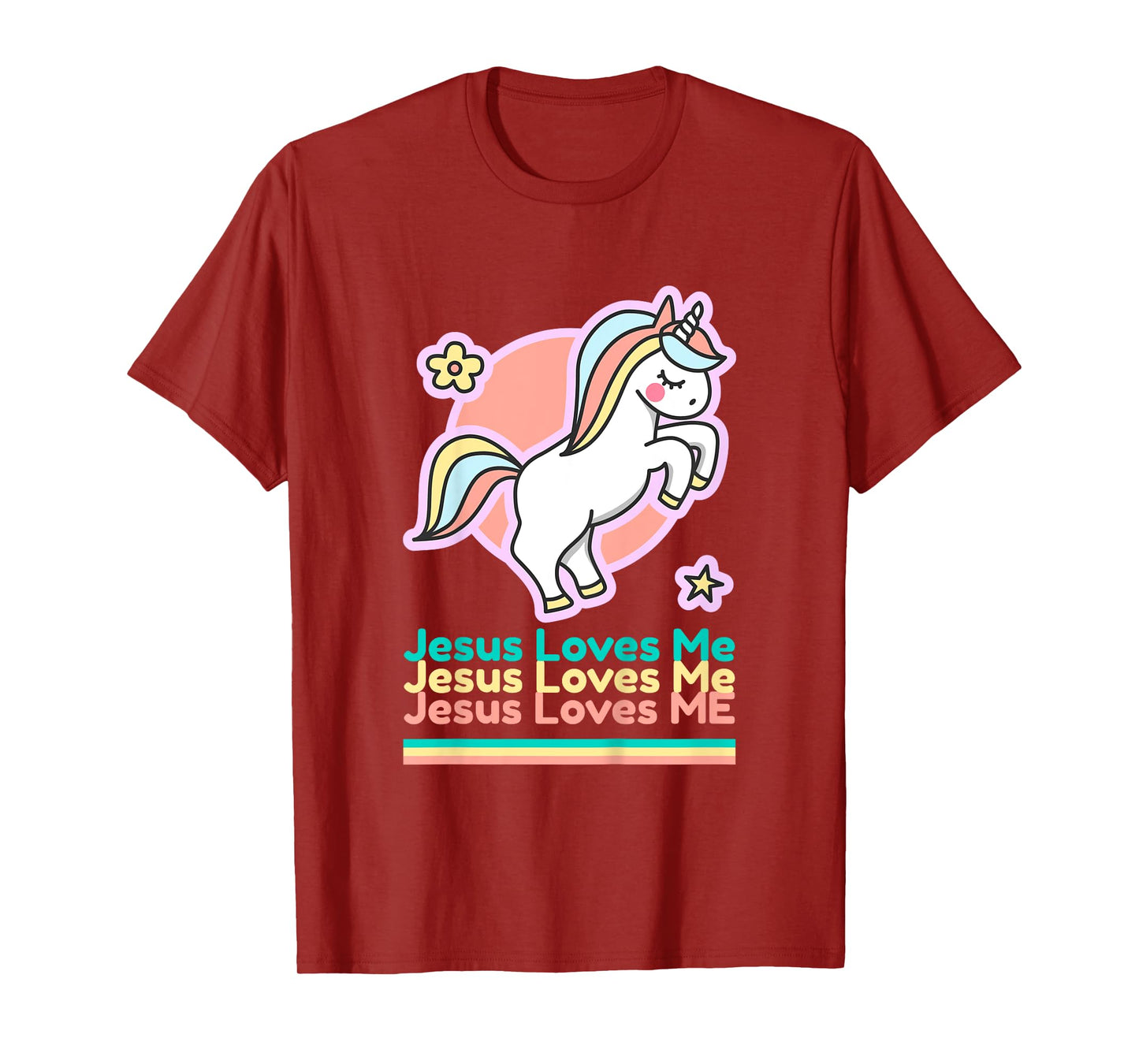 Jesus Loves Me Christian Bible Gift Girls Rainbow Unicorn T-Shirt