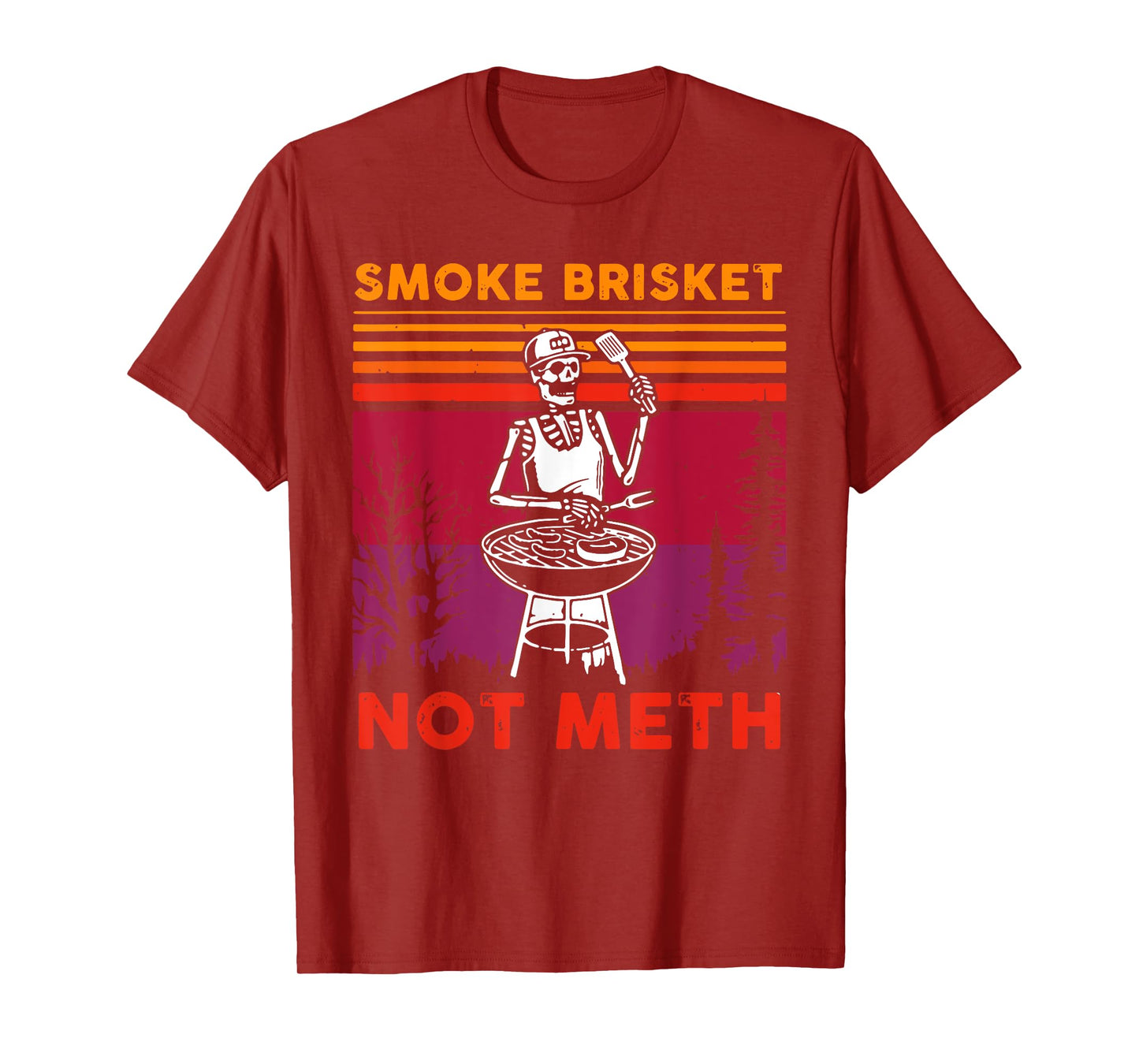 Funny BBQ Skeleton Smoke Brisket Not Meth Grilling Master T-Shirt