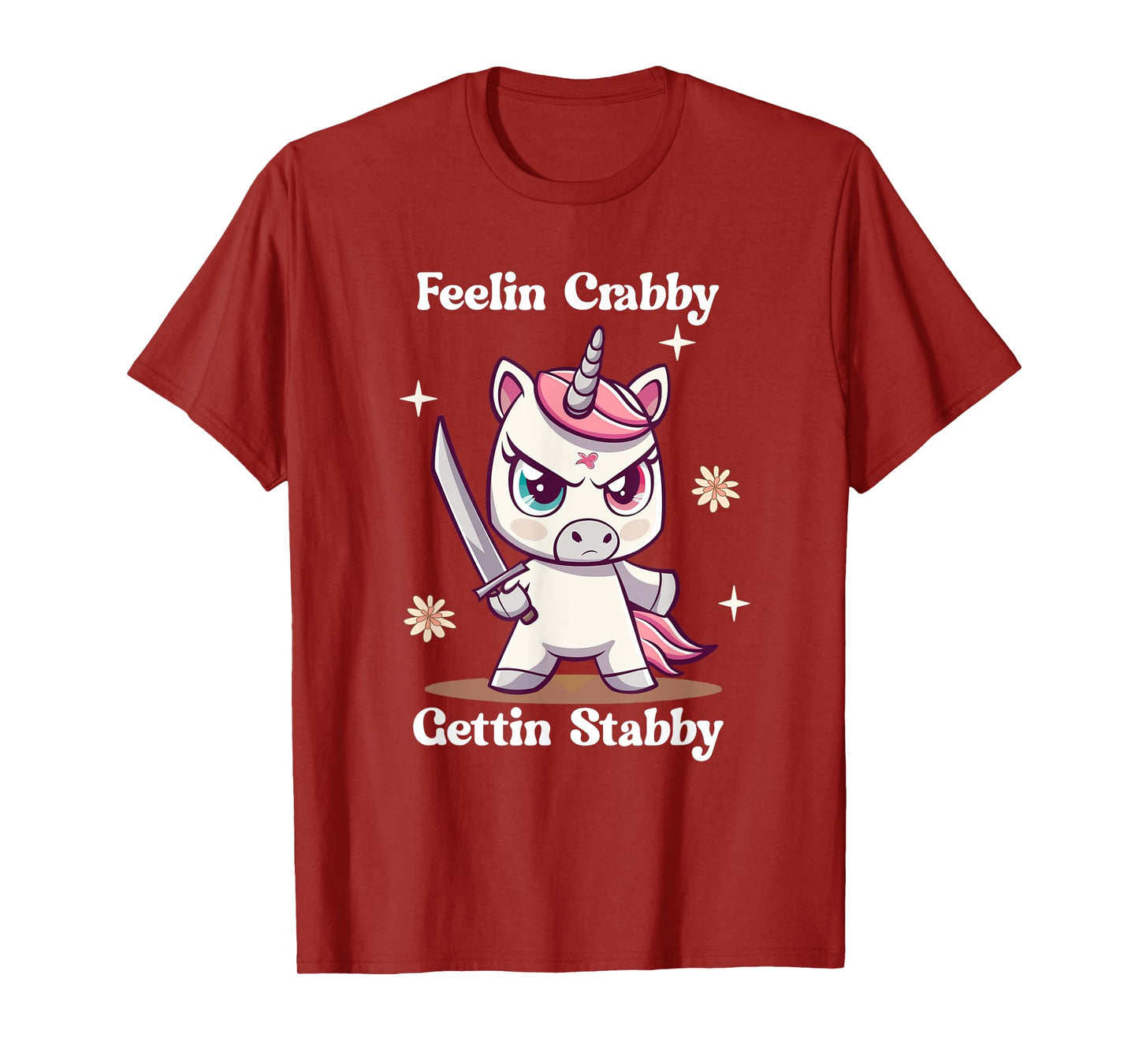 Angry Cute Unicorn Feelin Crabby Gettin Stabby Funny Meme T-Shirt