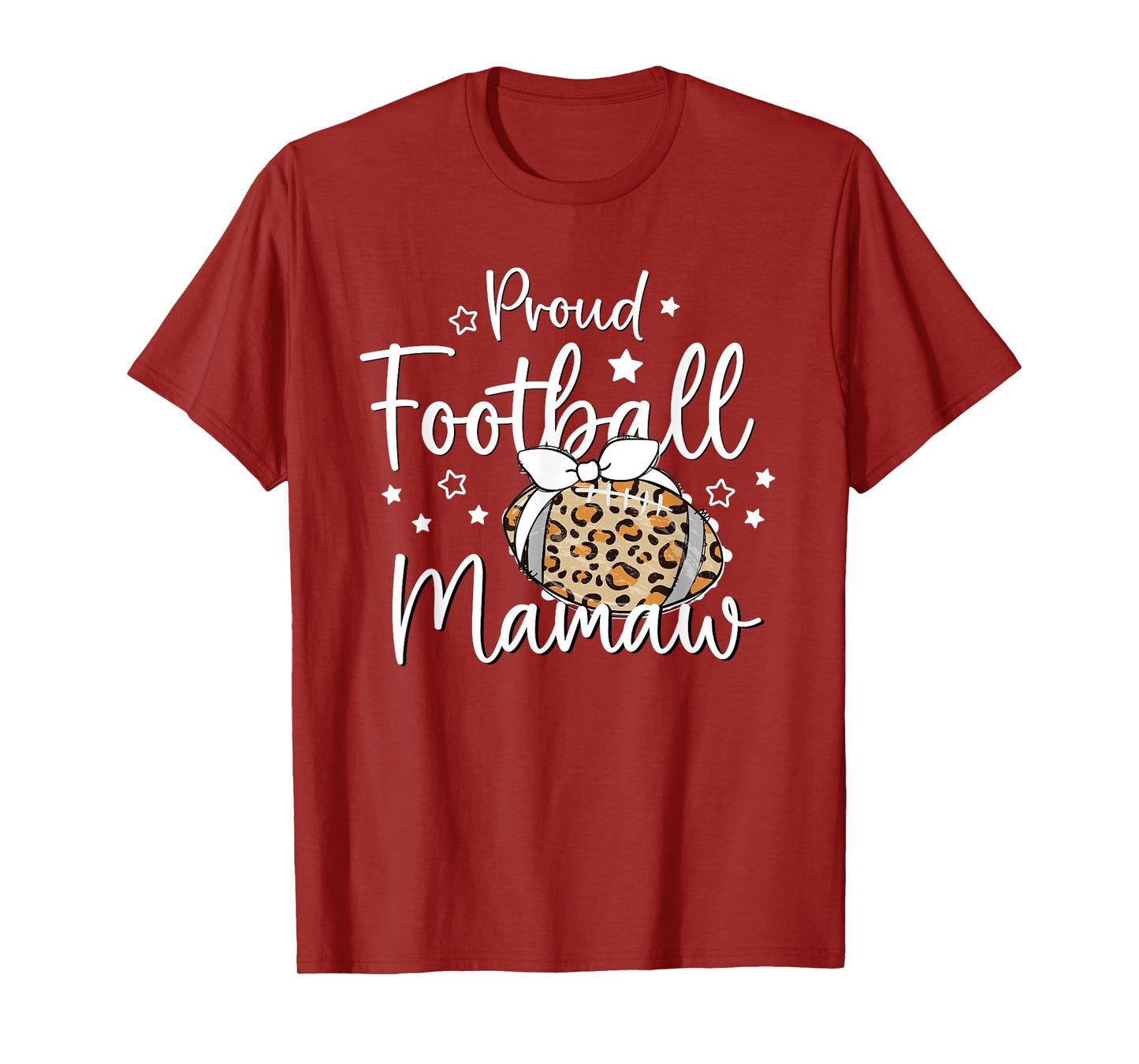Proud Football Mamaw Leopard Game Day Spirit T Tee Design T-Shirt