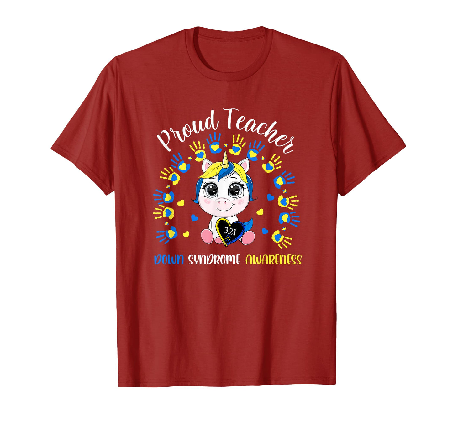 Proud Teacher Down Syndrome Awareness Blue Unicorn Outfit T-Shirt for Men Women