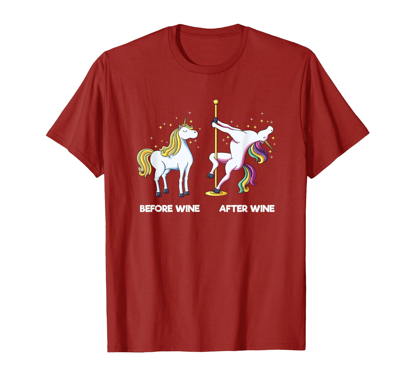 Funny Unicorn Before Wine After Wine design Dancing Pole T-Shirt
