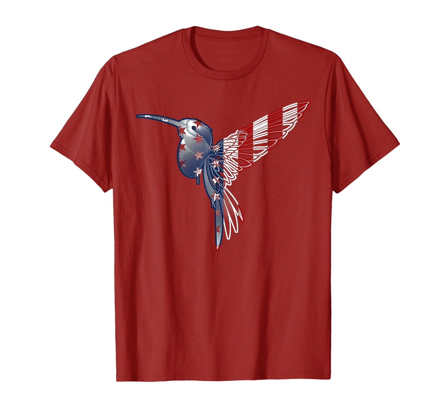 USA American Flag Dot Art Cute Bird Hummingbird 4th of July T-Shirt
