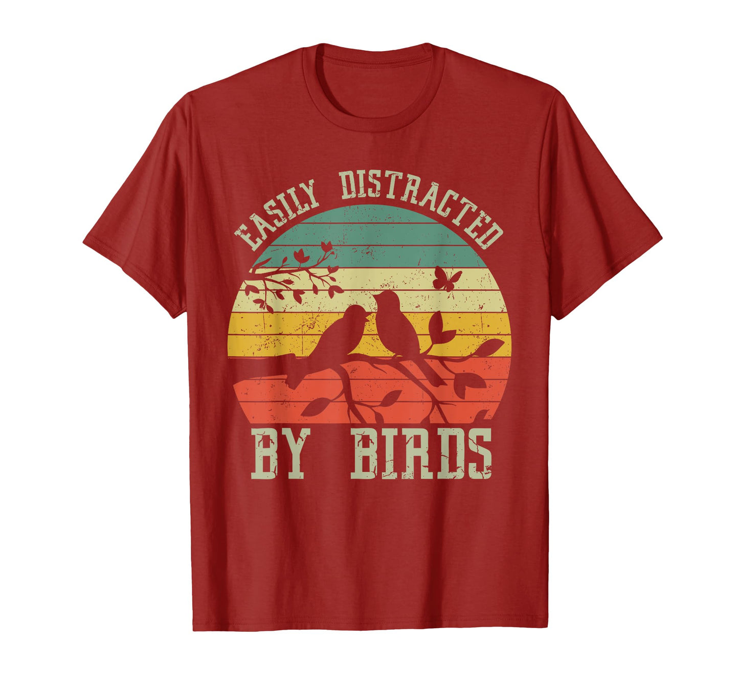 Vintage Easily Distracted by Birds - Funny for Bird Watcher T-Shirt