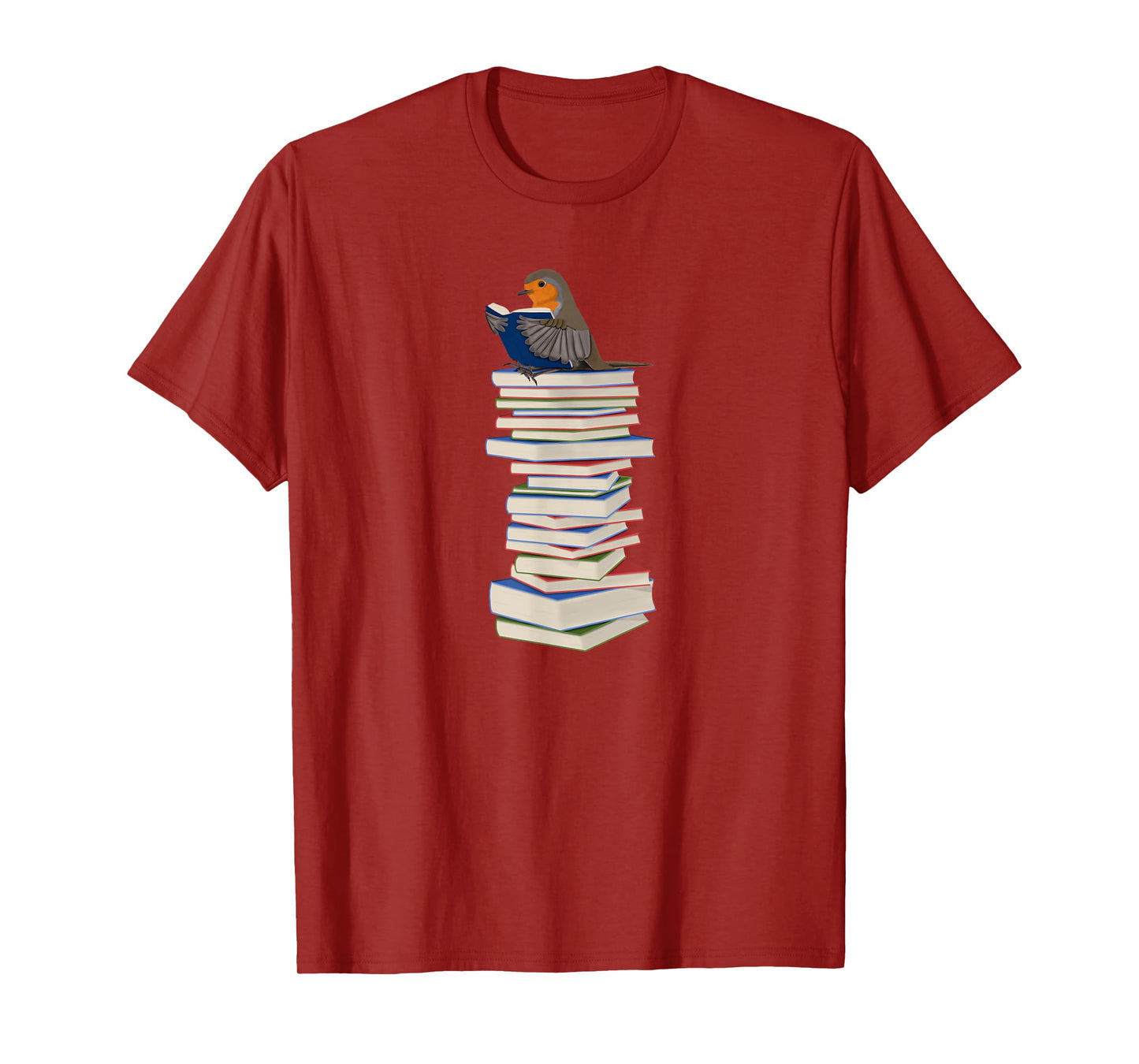 Robin Bird Reads Books Funny Garden Backyard Birds T-Shirt