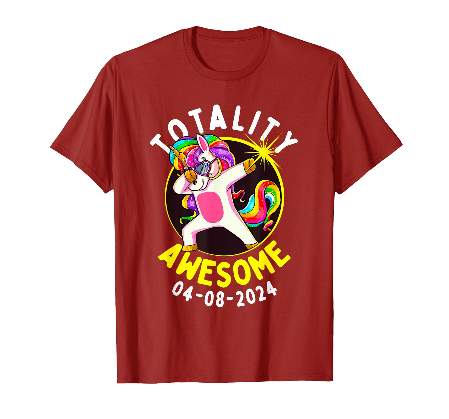 Solar Eclipse Totality Awesome 04-08-2024 Dabbing Unicorn T-Shirt