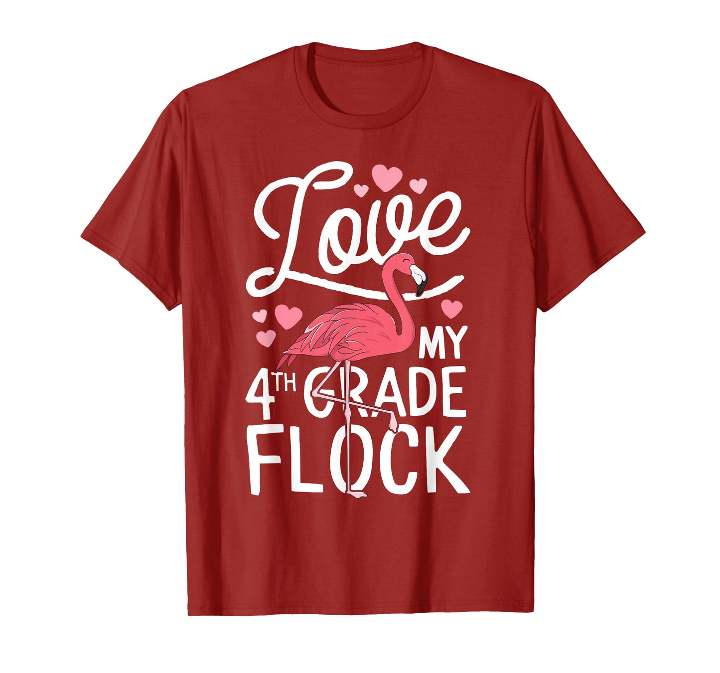Love My 4th Grade Flock Flamingo Teacher Elementary Gift T-Shirt