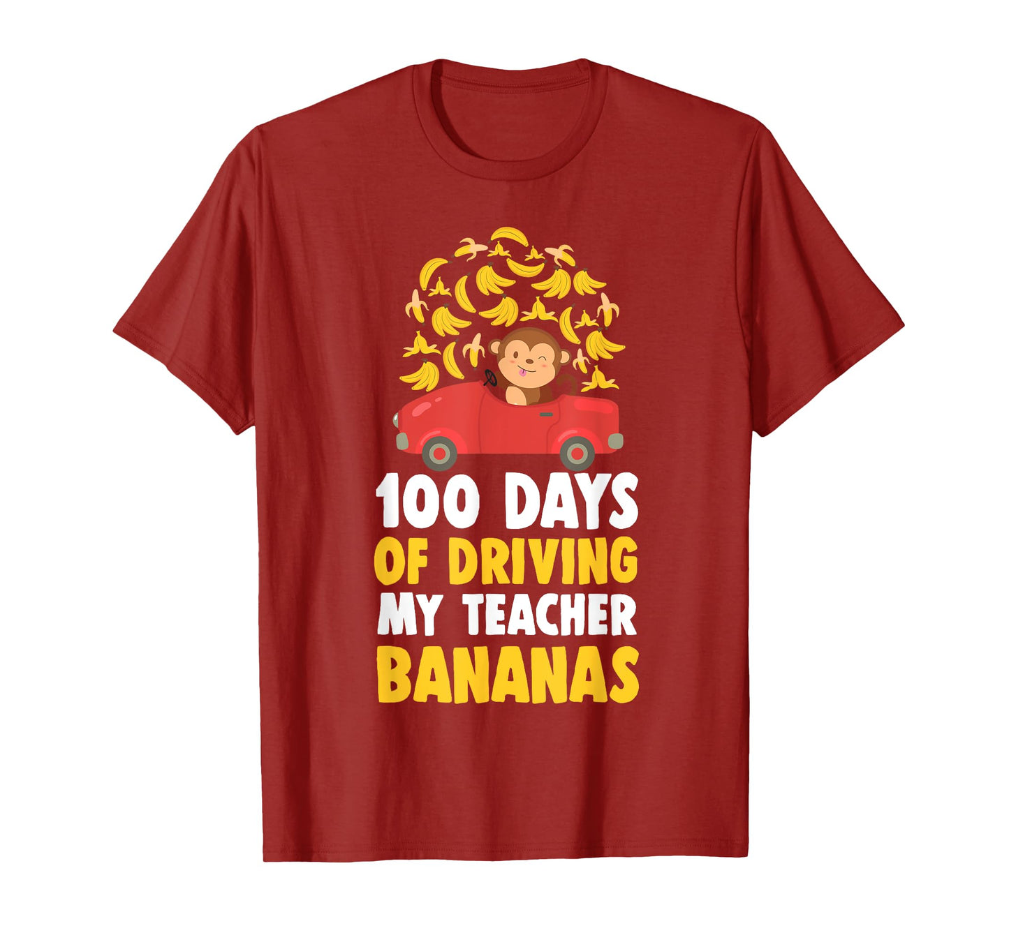 100th Day Of School Teacher Banana Monkey Pun Men Women Girls Kids T-Shirt