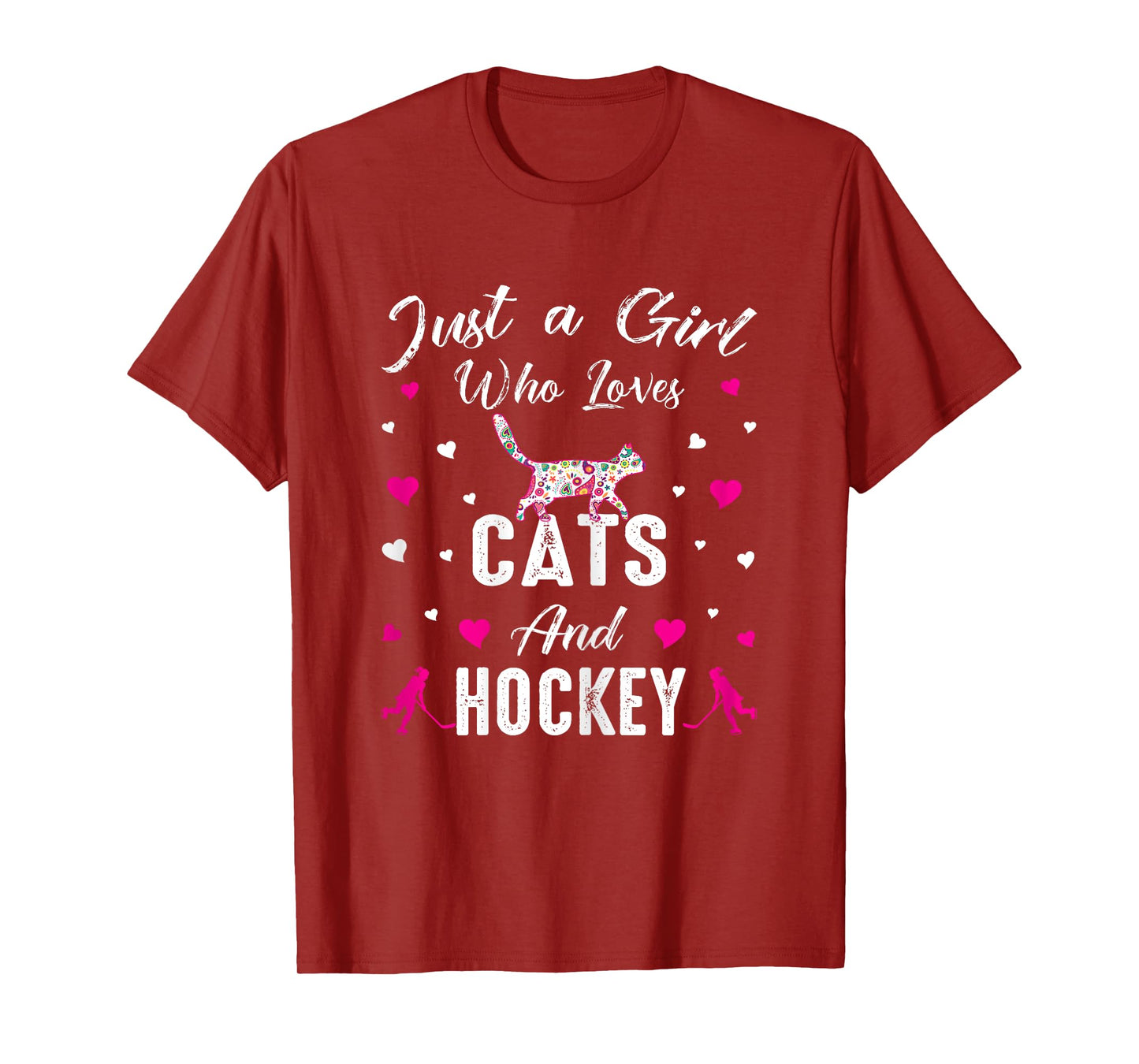 Just A Girl Who Loves Cats And Ice Hockey Cat Lover T-Shirt