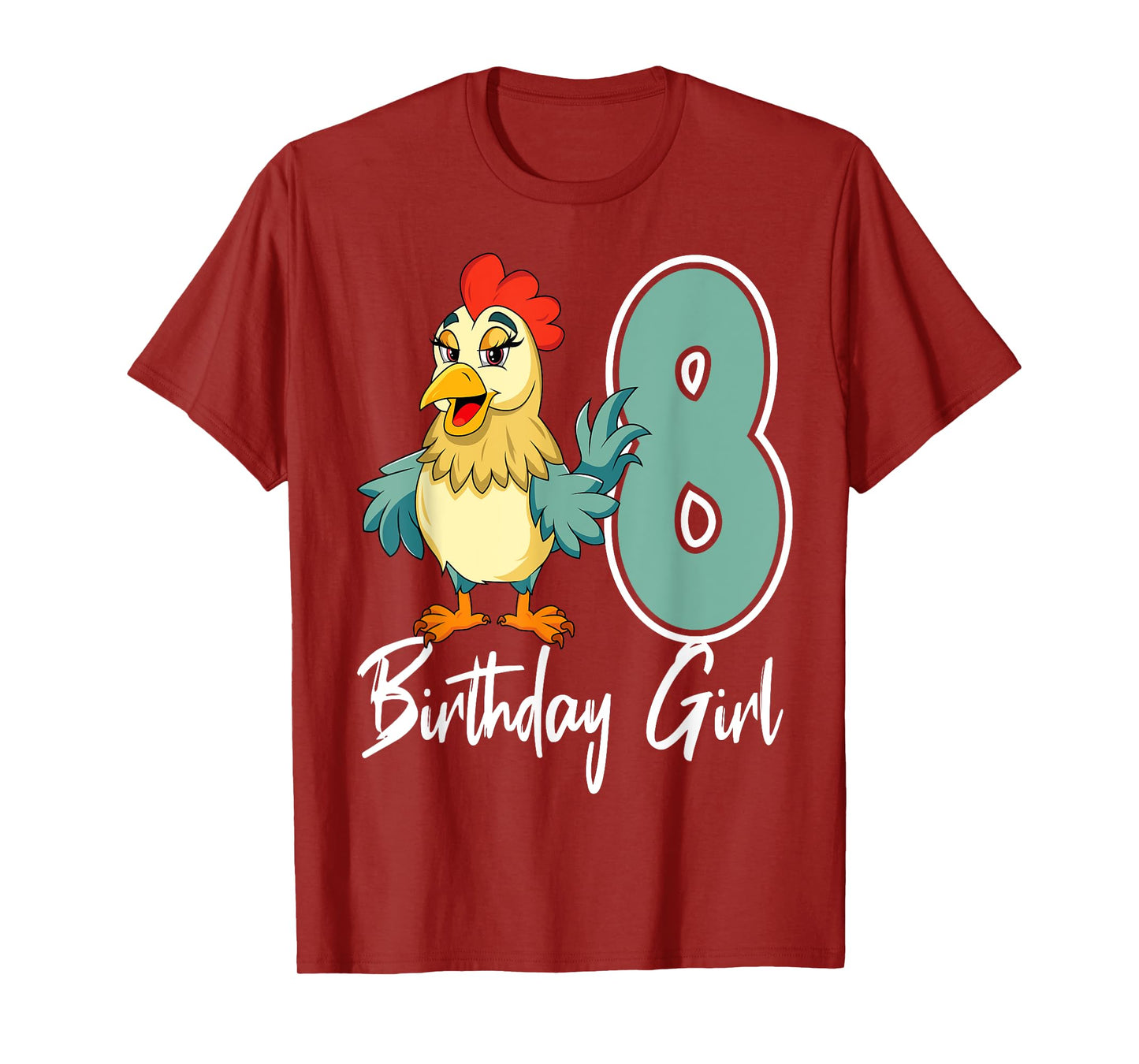 Chicken 8th Birthday Girl Barn Farm Party Chick Barnyard T-Shirt