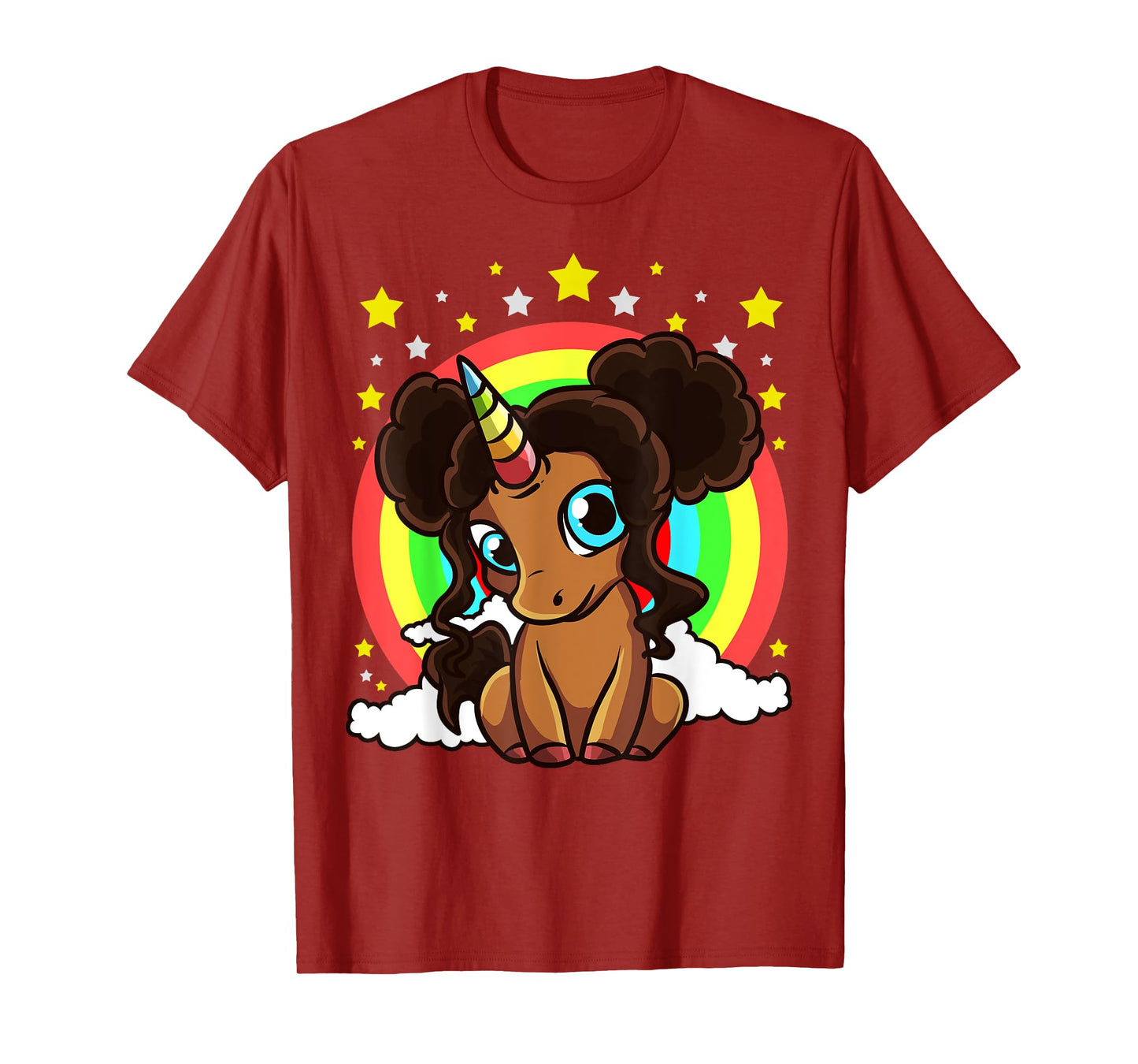Black Girl Magic Unicorn Afro Puffs Brown Skin Cute Girls T-Shirt