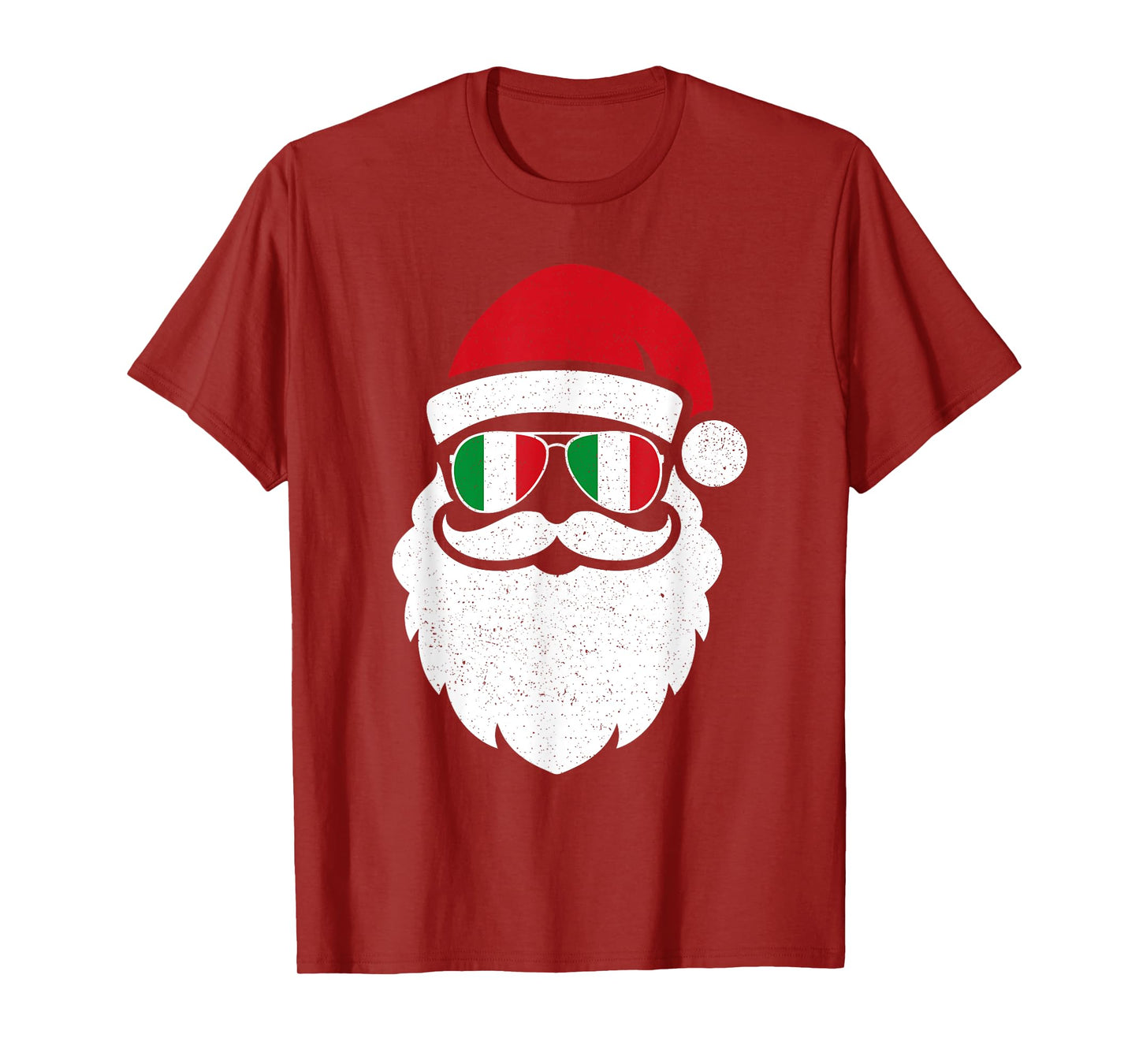 Funny Santa In Italy Flag Glasses Christmas Pajama Fun Xmas T-Shirt
