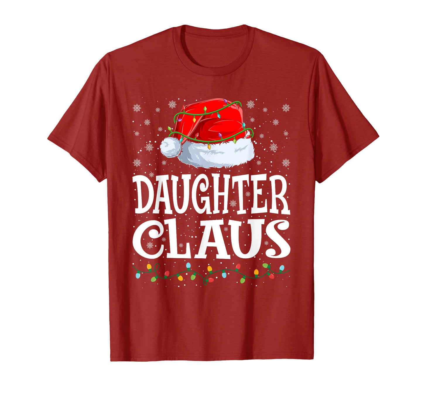 Daughter Claus Christmas Lights Santa Hat Family Matching T-Shirt