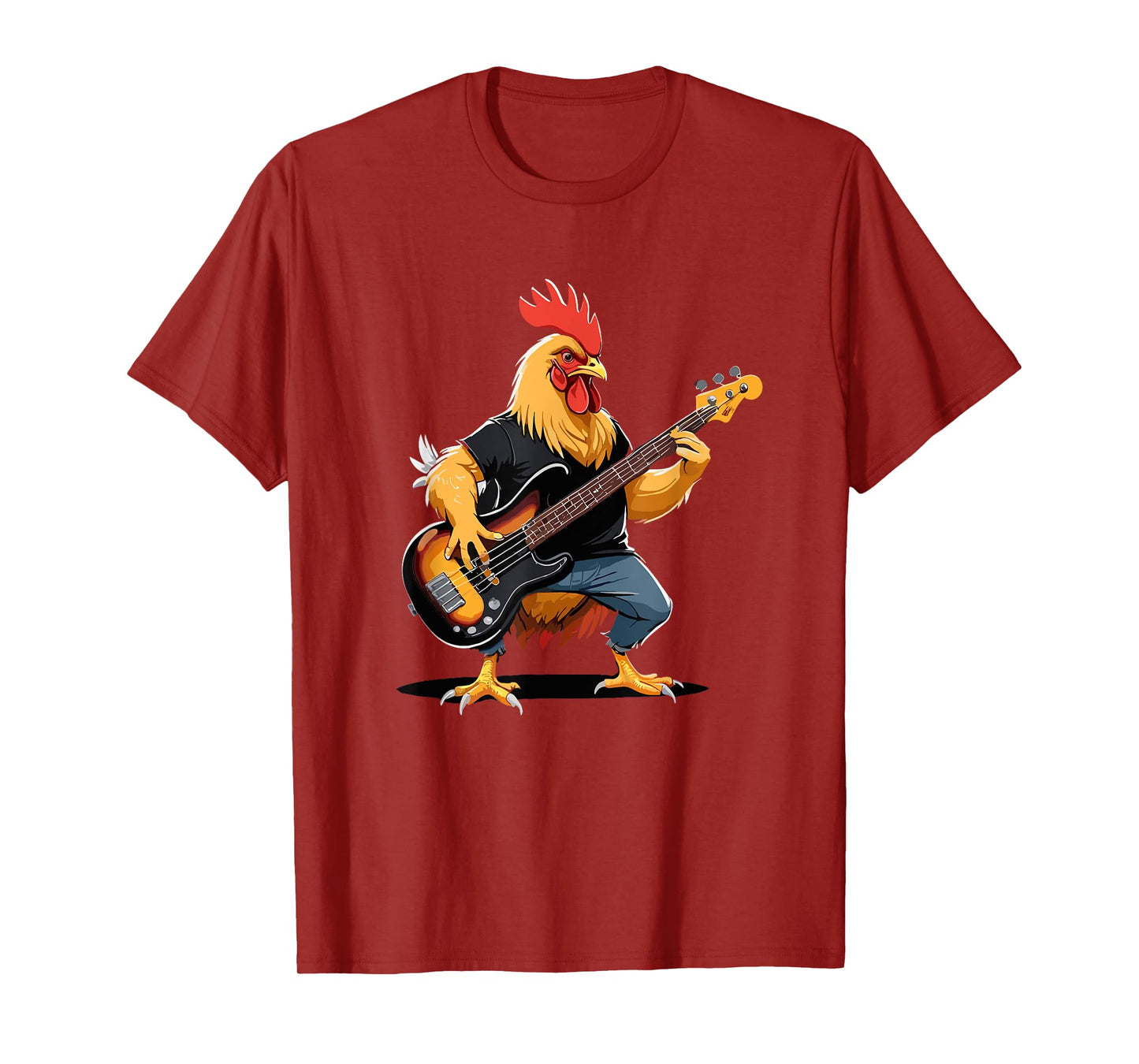 Chicken playing Bass Guitar, Chicken Guitarist T-Shirt