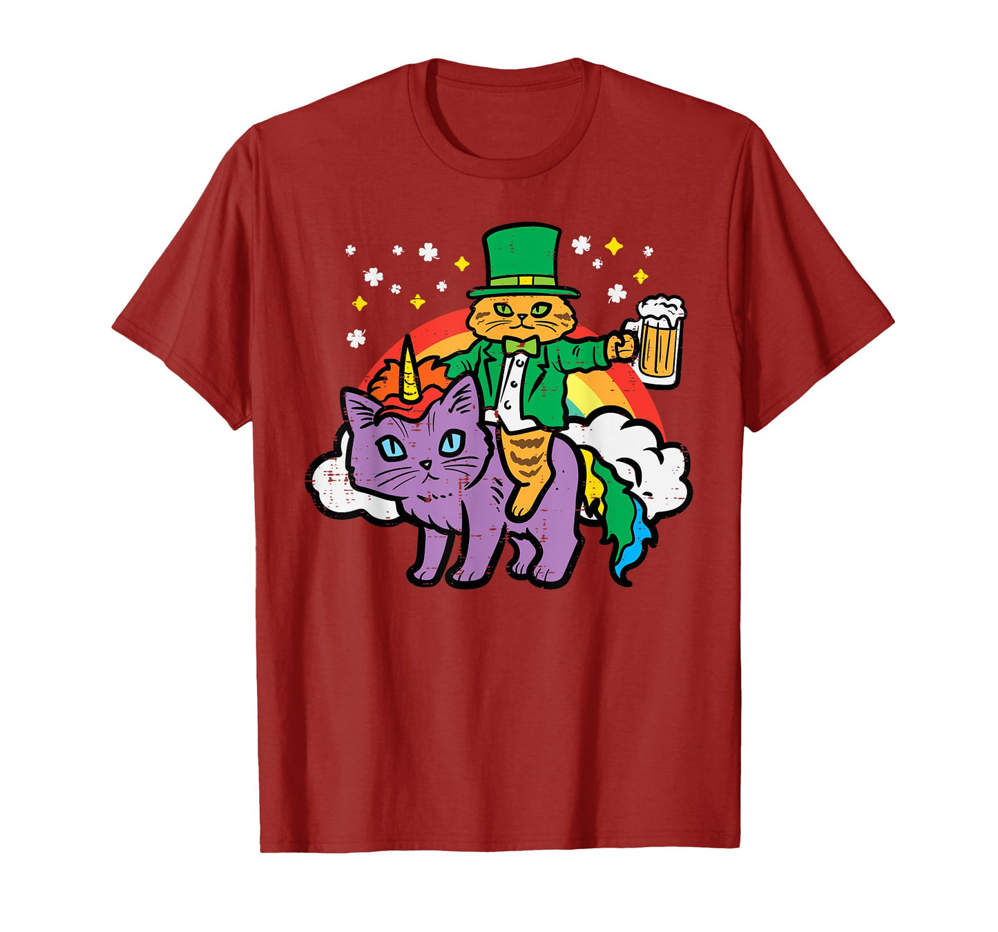 St Patricks Day Cat Leprechaun Unicorn Saint Pattys Women T-Shirt