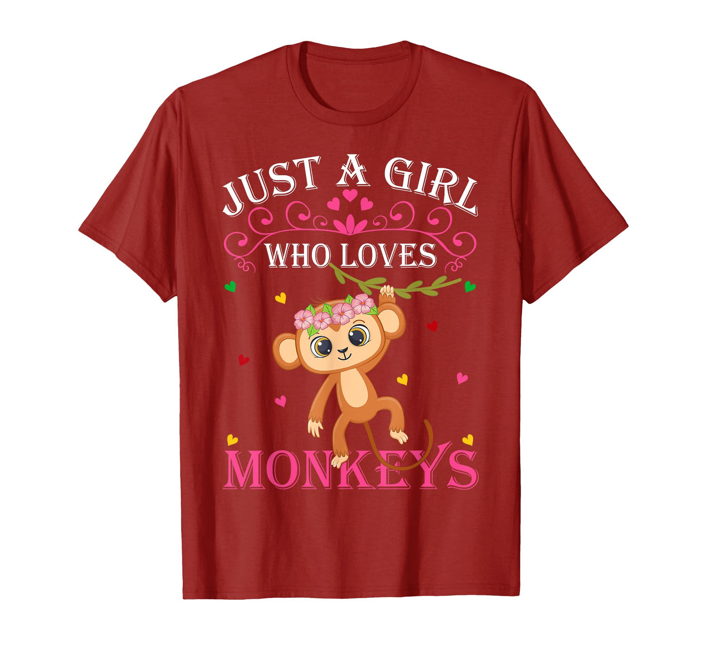 Just A Girl Who Loves Monkeys Cute Monkey Lover Kids T-Shirt