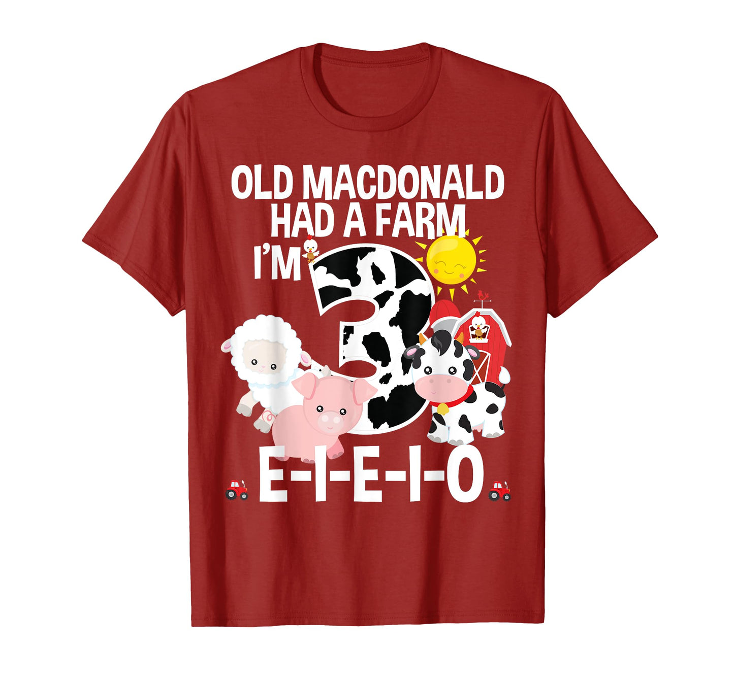 Toddler Kids Old MacDonald 3rd Birthday Party Nursery Song T-Shirt