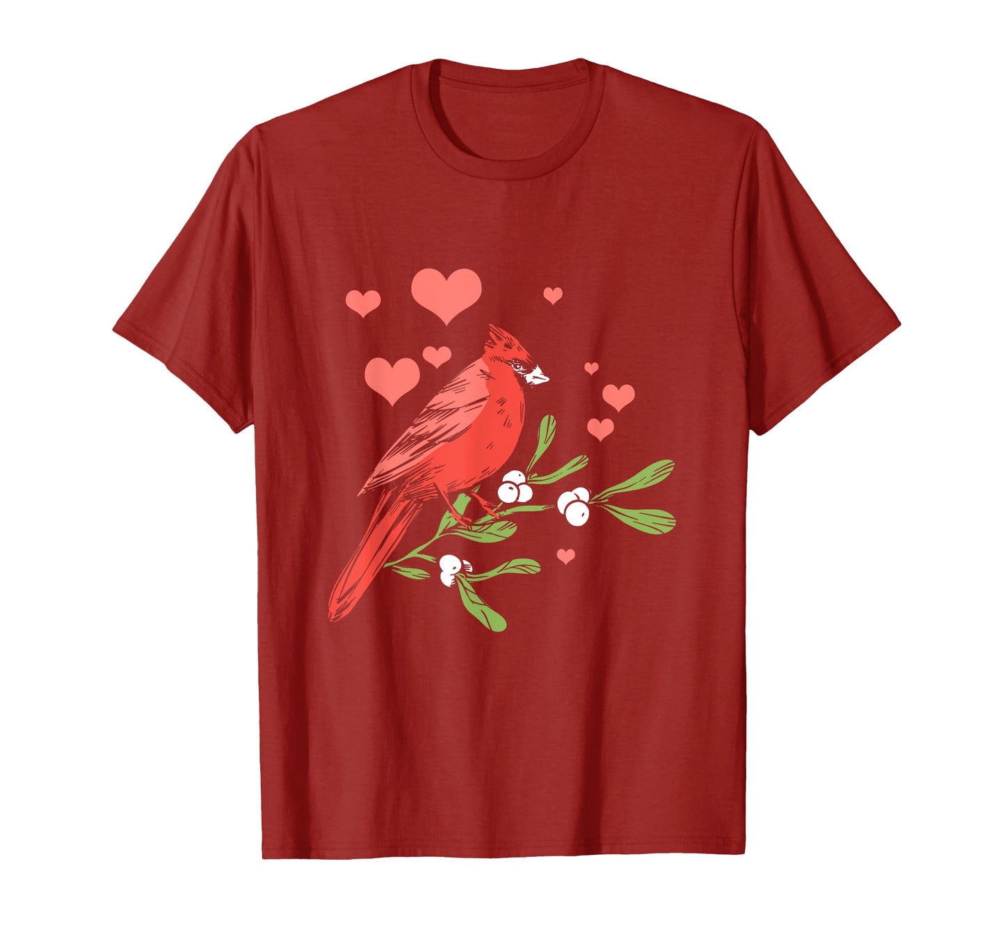 Red Cardinal Bird Lover Watching Birdwatcher Birder Heart T-Shirt
