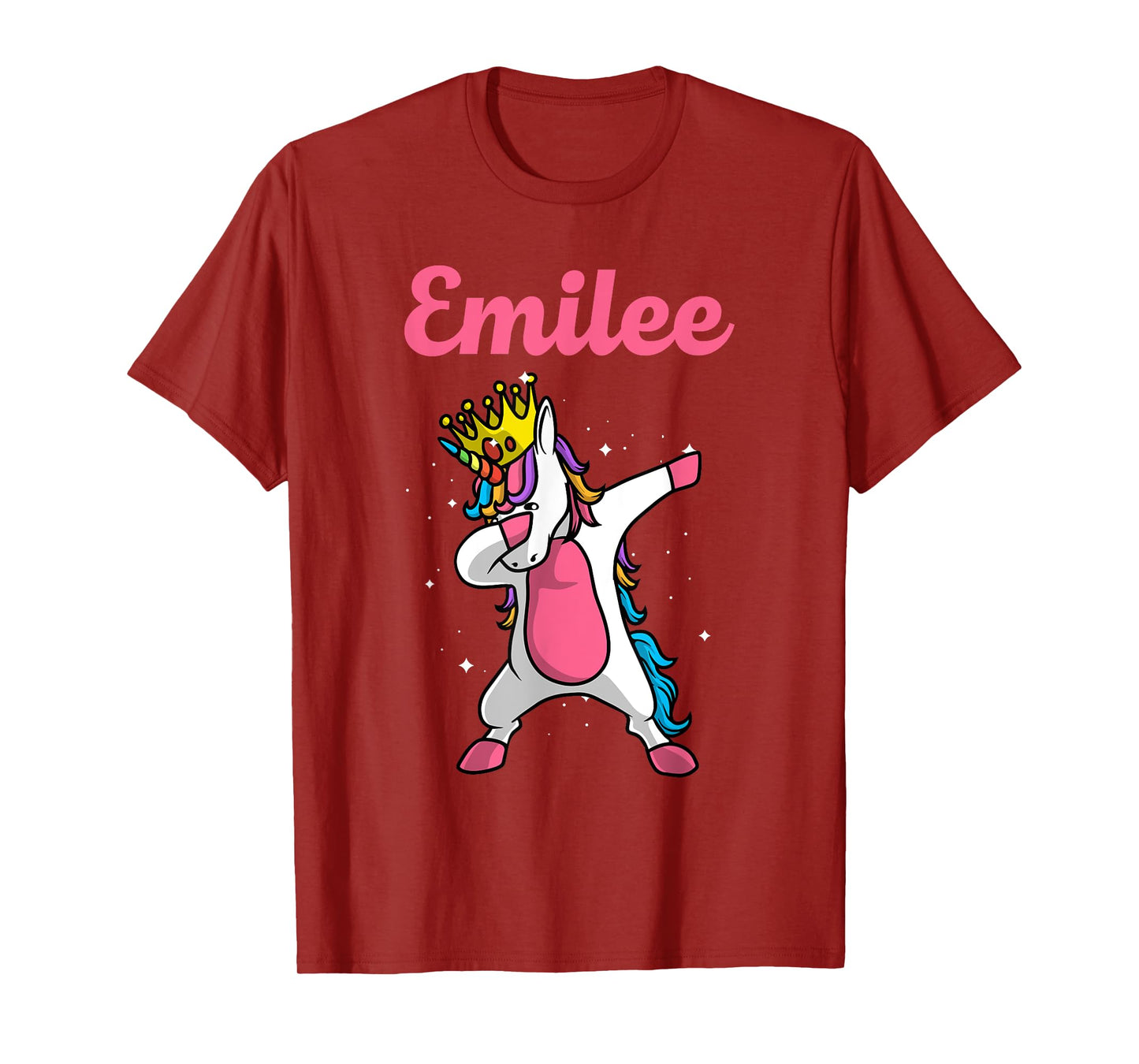 EMILEE Name Personalized Birthday Dabbing Unicorn Queen T-Shirt
