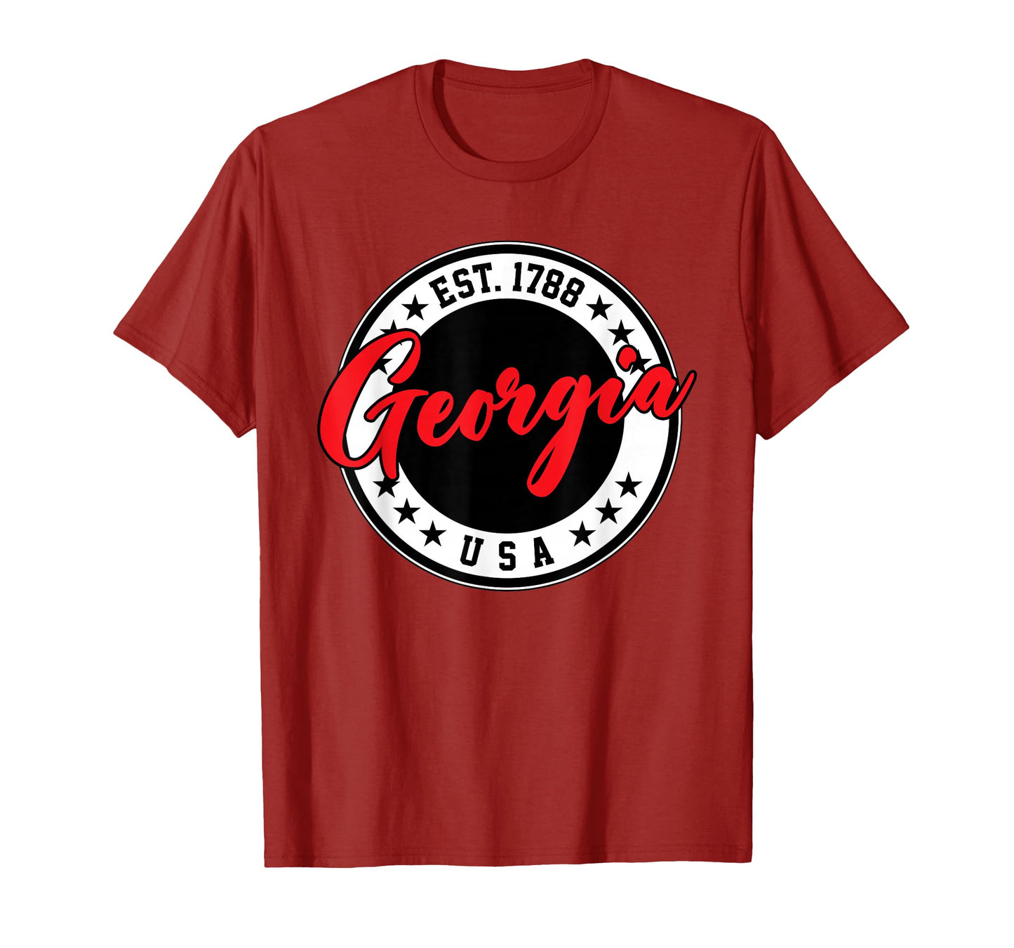 Georgia USA Script Circle Red Text T-Shirt