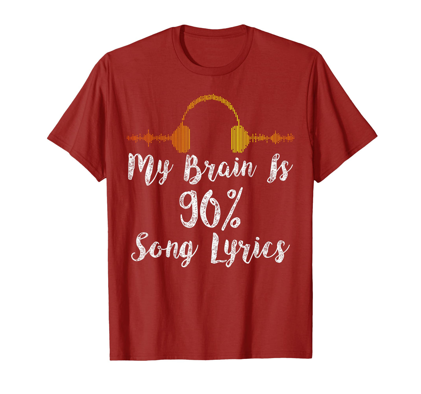 My Brain is 90% Song Lyrics Vintage Headphone T-Shirt