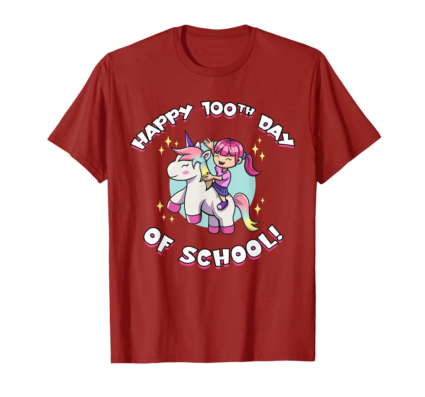 Happy 100th Day of School Girl Riding Unicorn T-Shirt