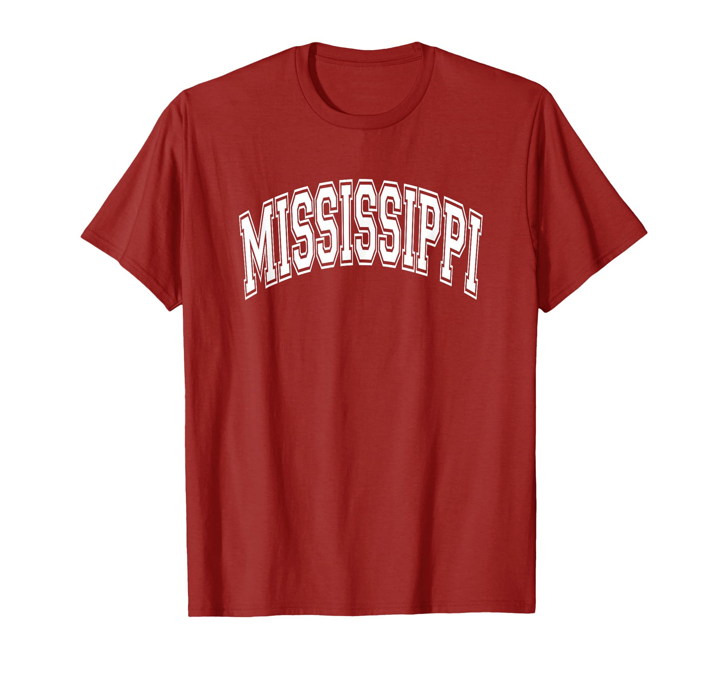 Mississippi Arched Style White Text T-Shirt
