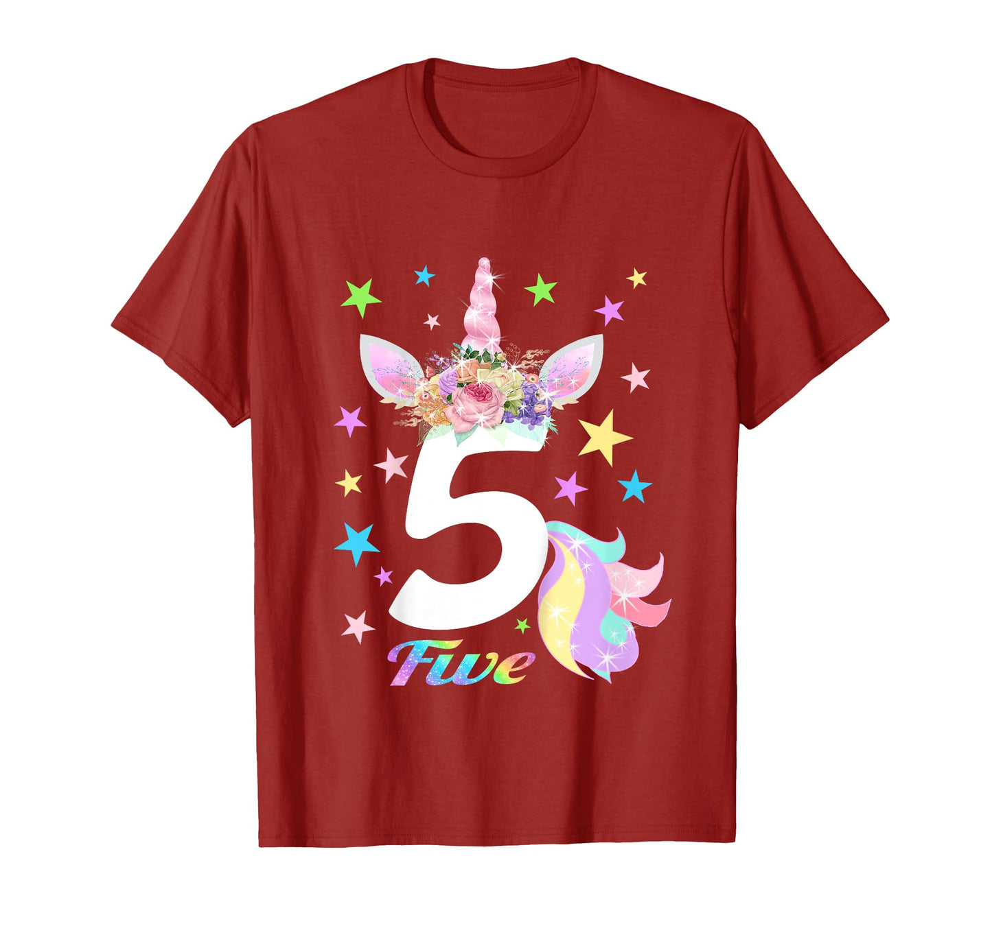 Number 5 (Five) 5th Birthday Unicorn Shirts for Girls T-Shirt