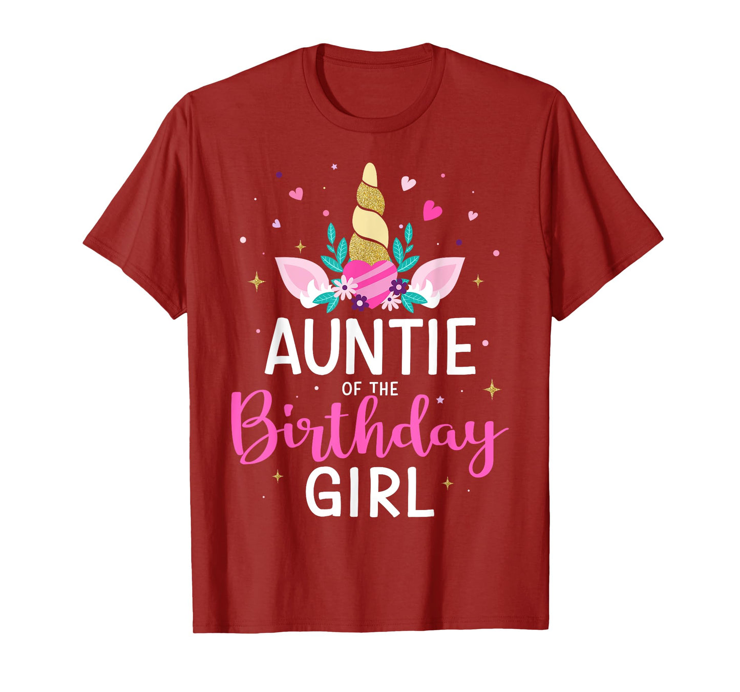 Auntie of the birthday girl matching family unicorn party T-Shirt