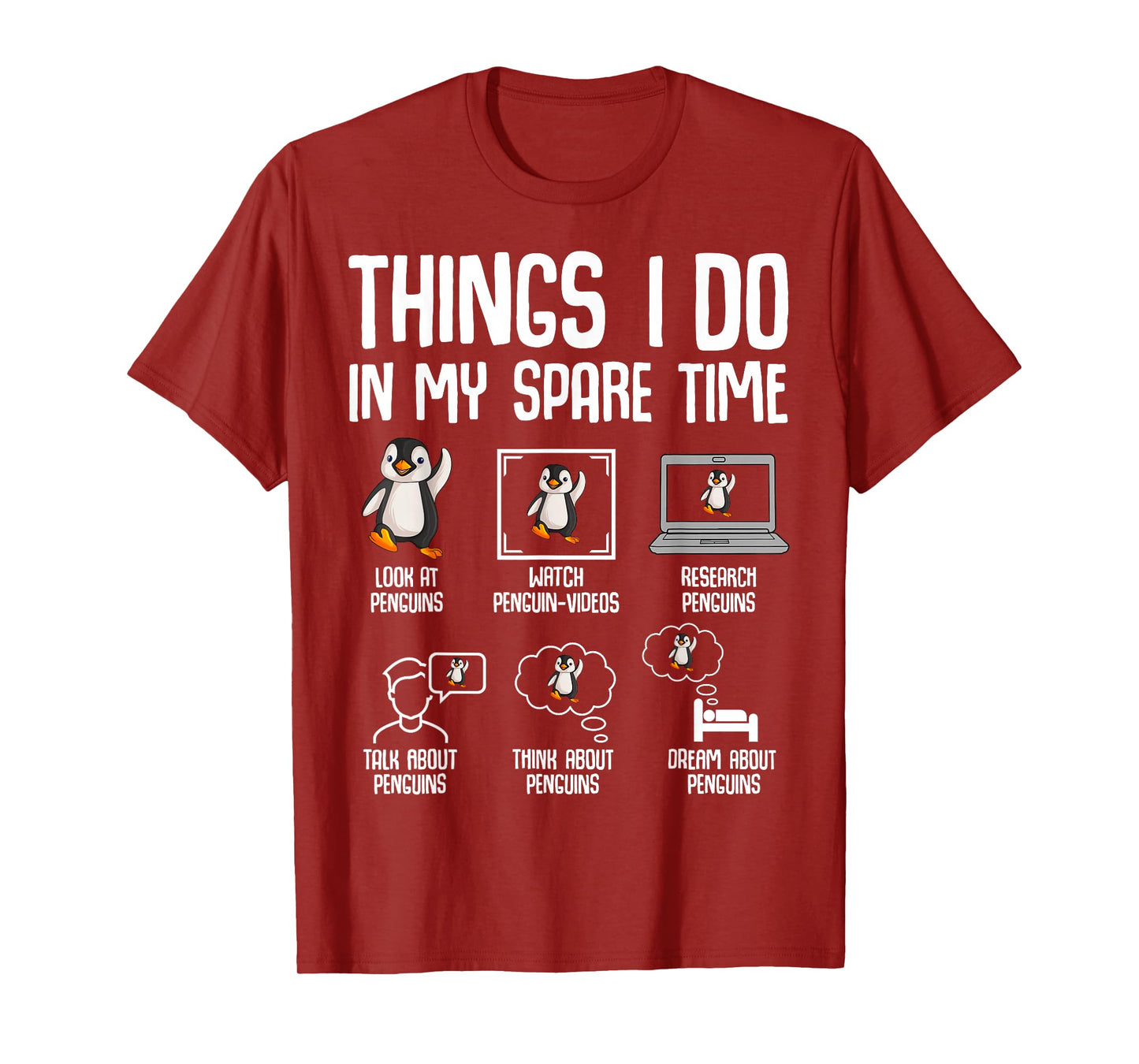 Penguin Things I Do In My Spare Time Women Kids Boys Girls T-Shirt