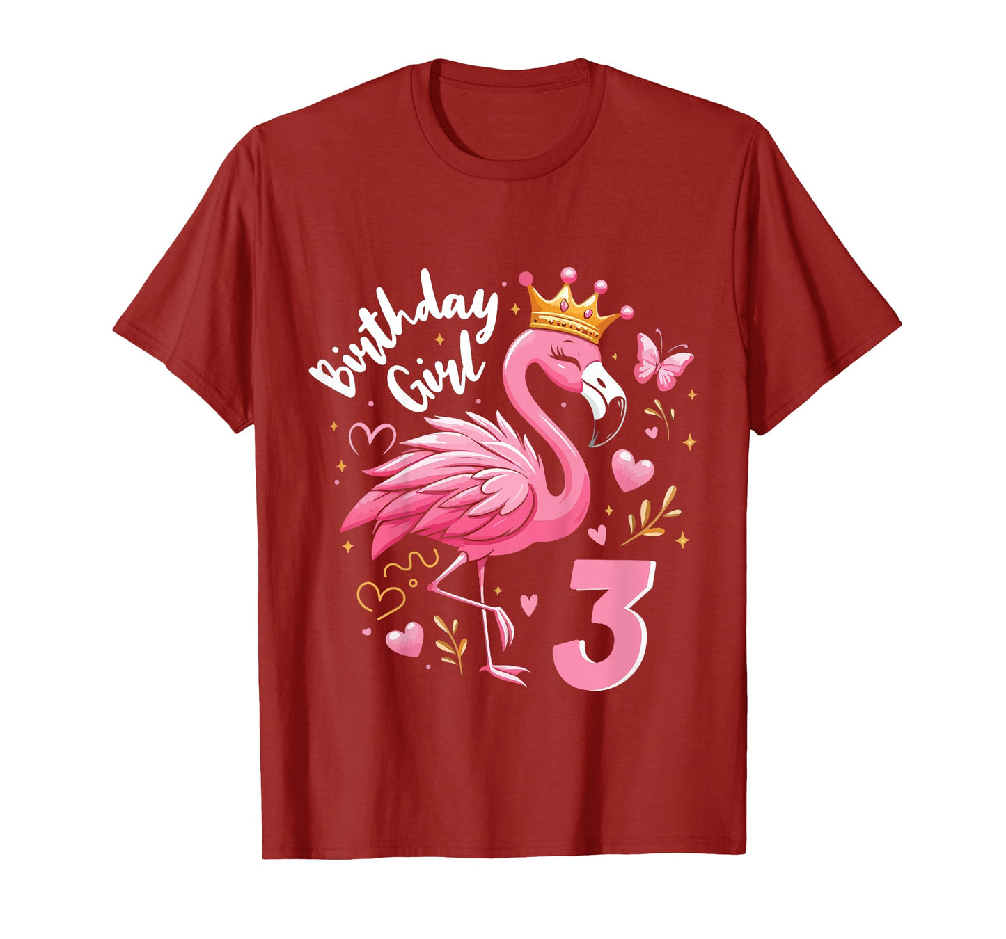 3rd Birthday Gift Flamingo Fan 3 Year Old Girls 3rd Bday T-Shirt