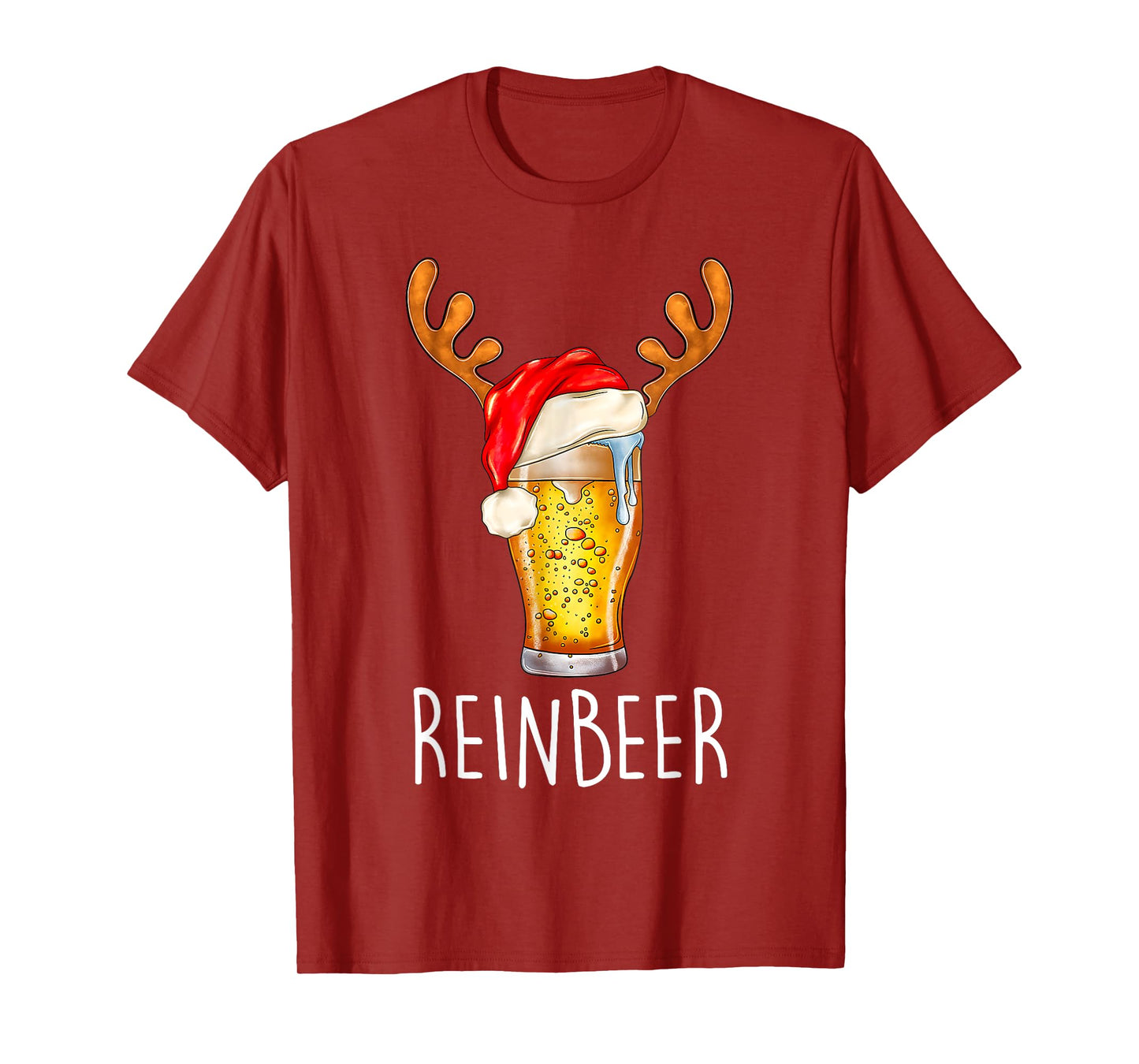 Wi-nedeer Reinbe-er Santa Hat Rei-ndeer Couple Xmas Matching T-Shirt