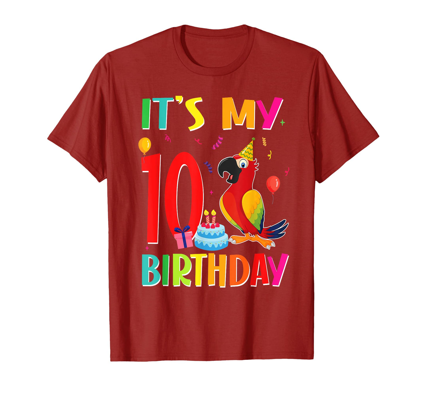 Its My 10th Birthday Parrot Bird Lover 10 Years Old T-Shirt