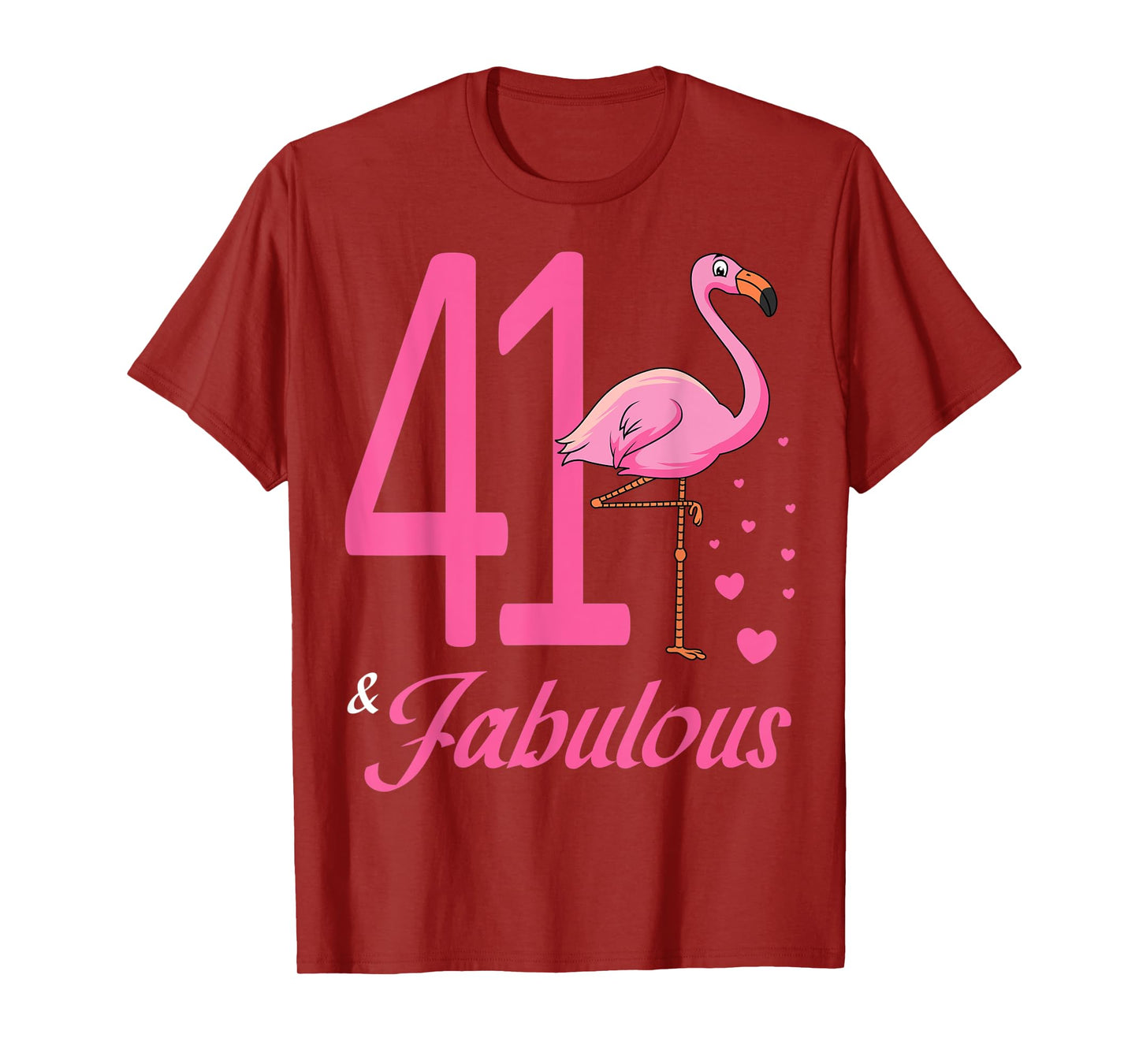 41 & Fabulous Flamingo Birthday 41st Party Celebration T-Shirt