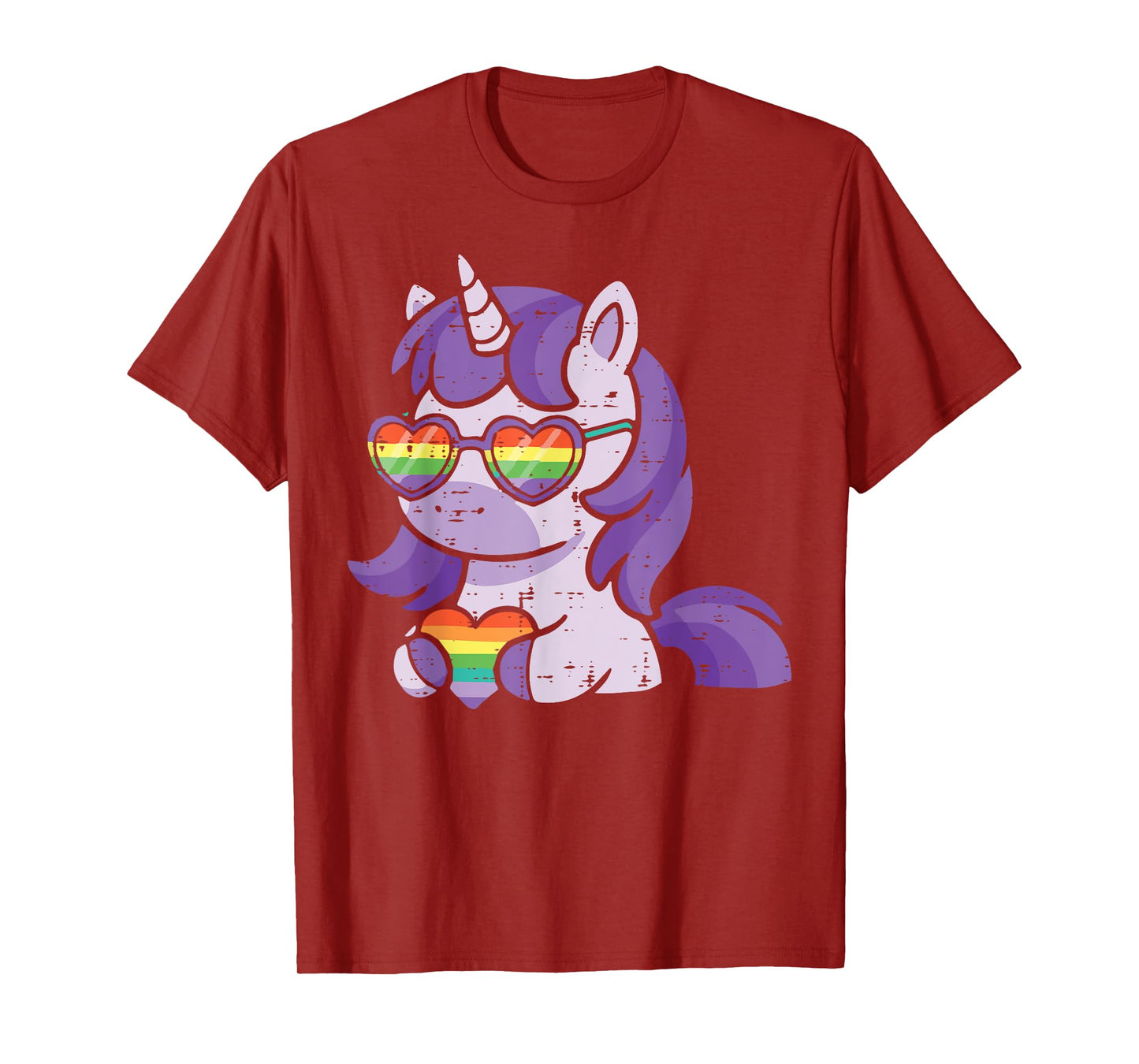Gay Pride Month Unicorn Heart LGBTQ Ally Rainbow Women Girls T-Shirt